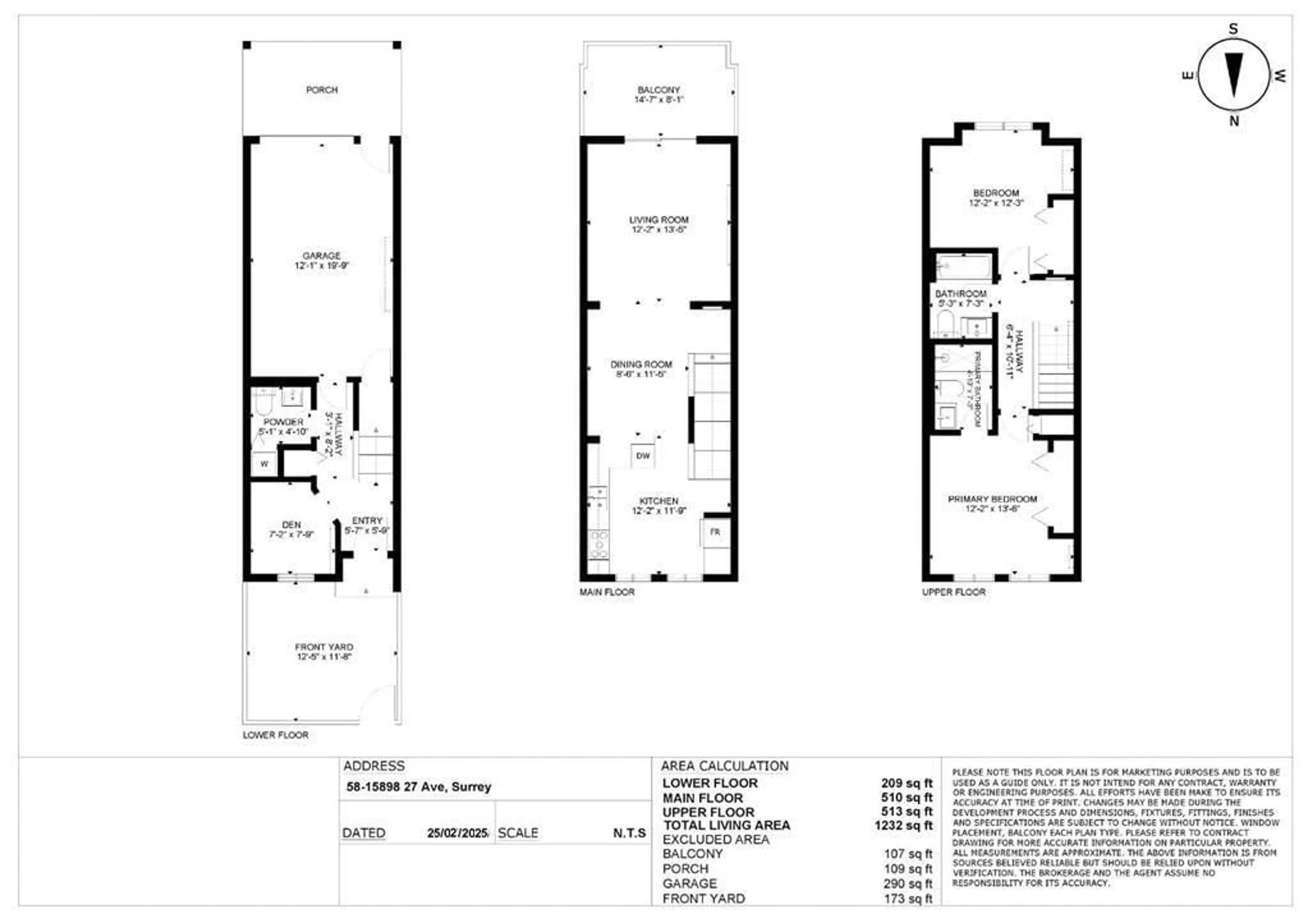 Floor plan for 58 - 15898 27, Surrey British Columbia V3Z0T2