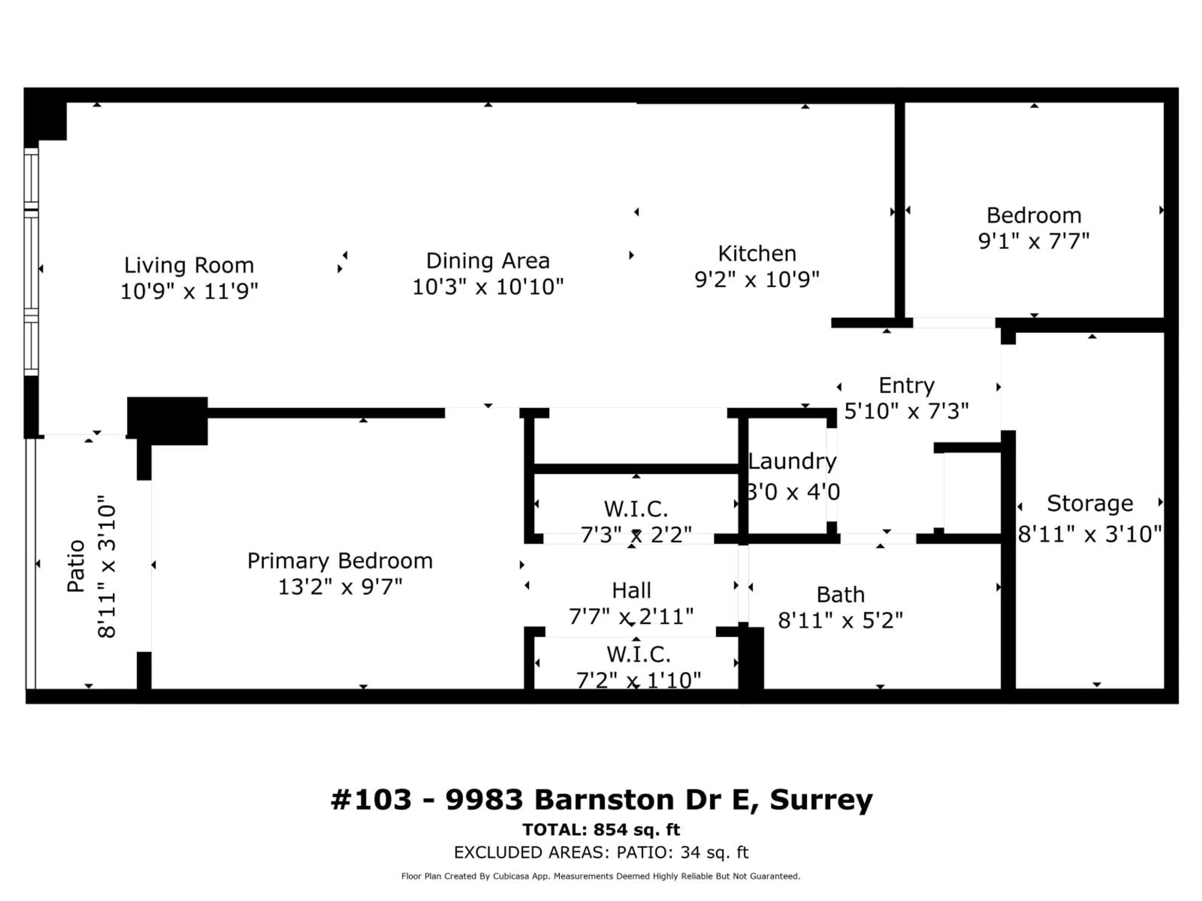 Floor plan for 103 - 9983 BARNSTON, Surrey British Columbia V4N6T3