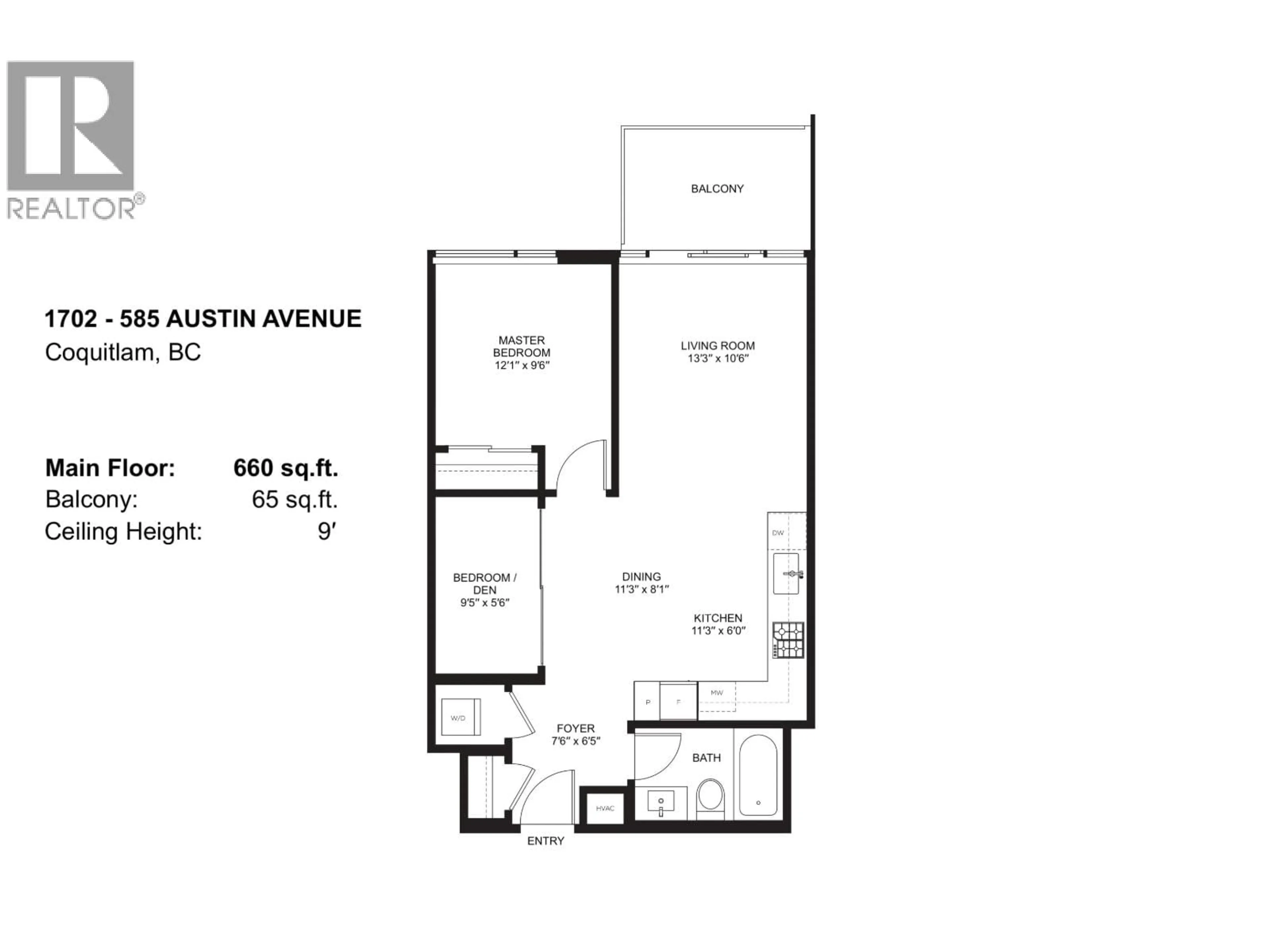 Floor plan for 1702 - 585 AUSTIN AVENUE, Coquitlam British Columbia V3K0G6