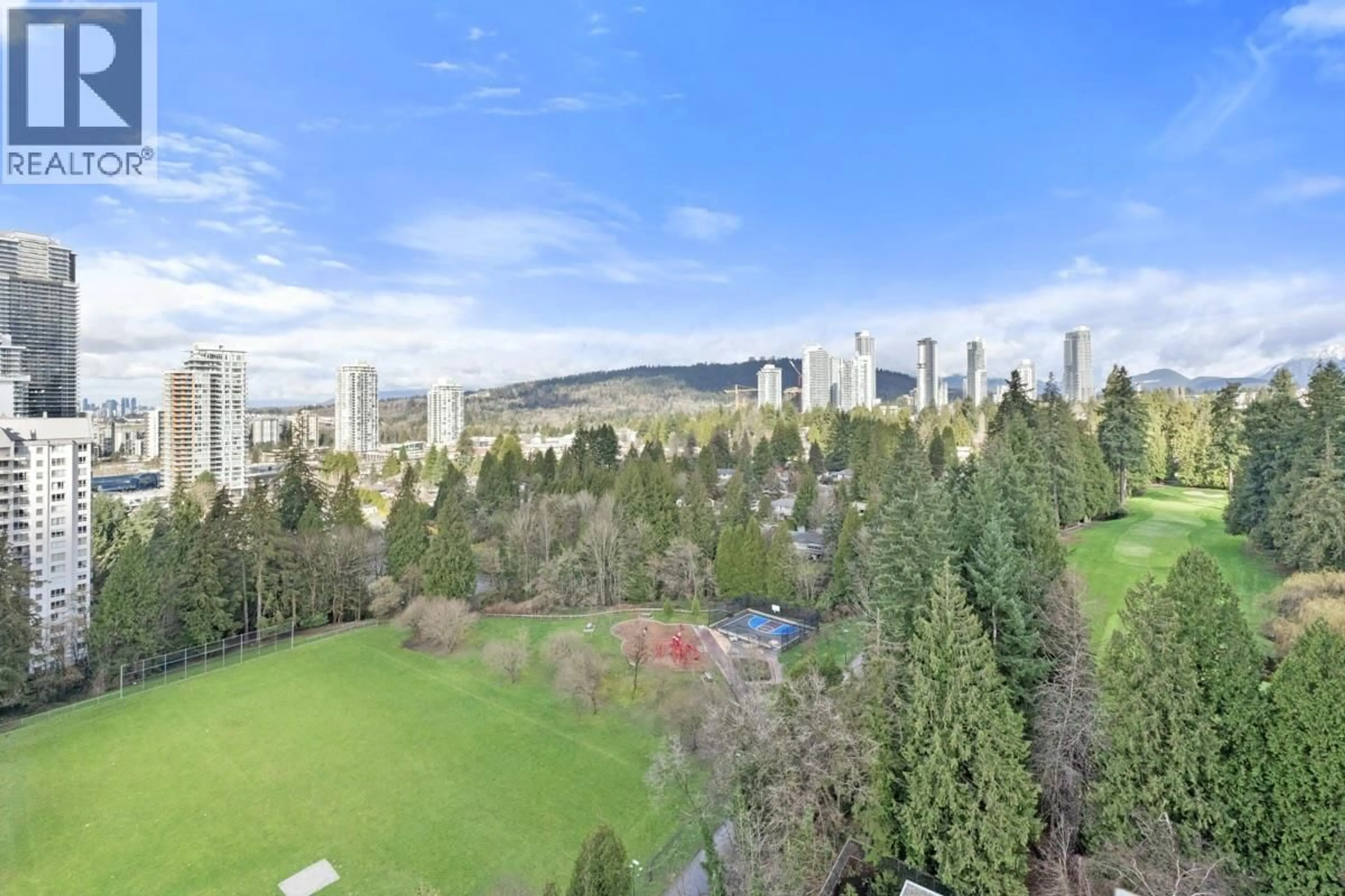 A pic from outside/outdoor area/front of a property/back of a property/a pic from drone, city buildings view from balcony for 1702 - 585 AUSTIN AVENUE, Coquitlam British Columbia V3K0G6