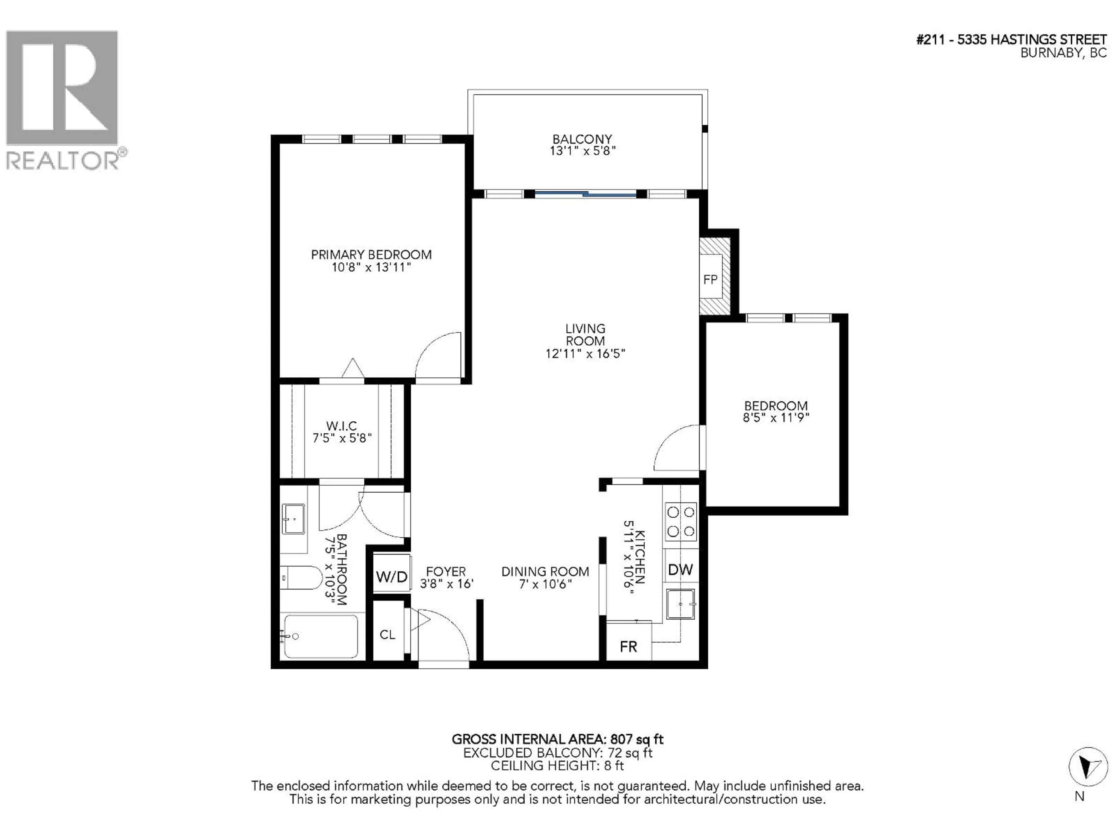 Floor plan for 211 - 5335 HASTINGS STREET, Burnaby British Columbia V5B1P9