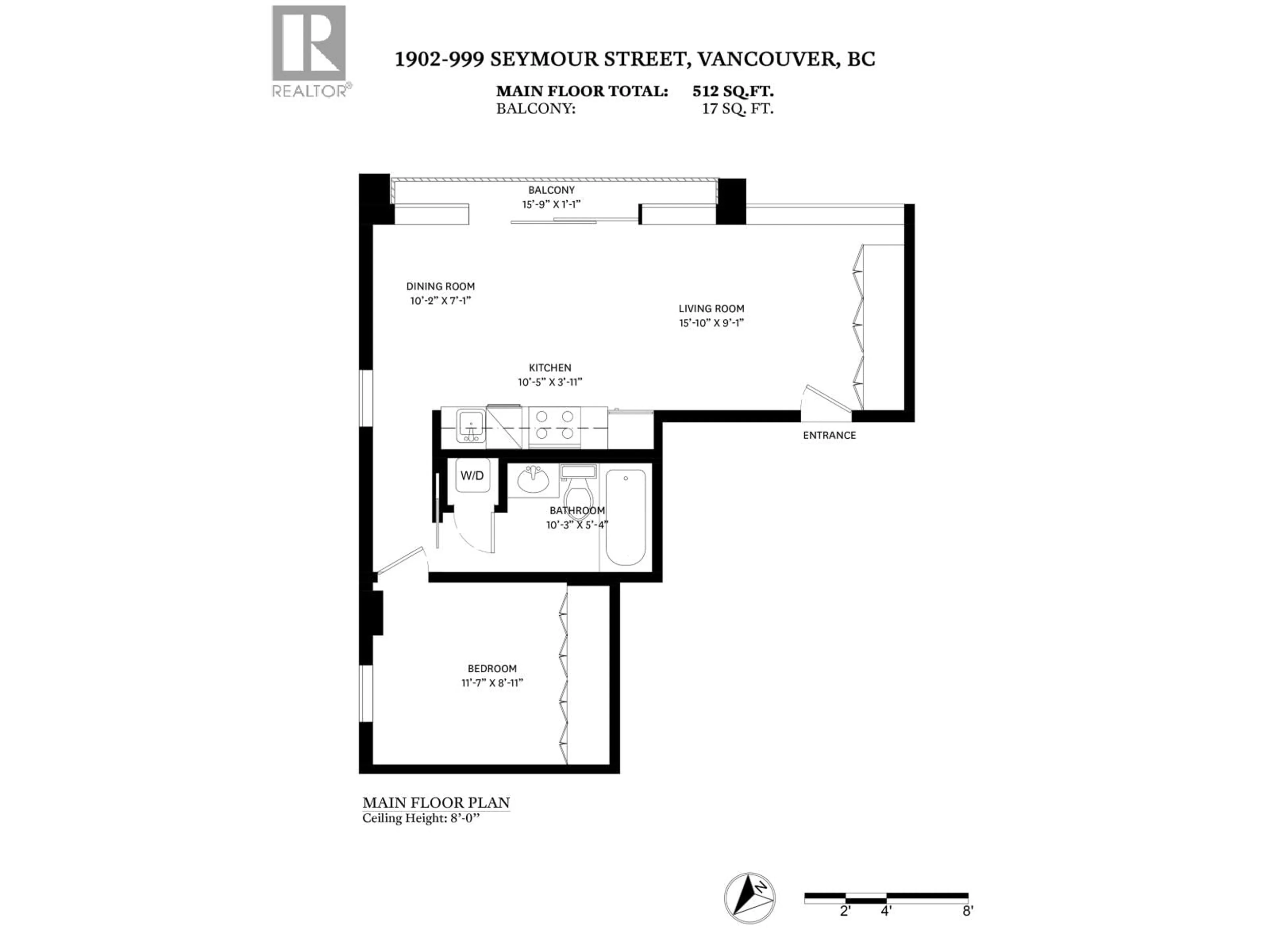 Floor plan for 1902 - 999 SEYMOUR STREET, Vancouver British Columbia V6B0M5