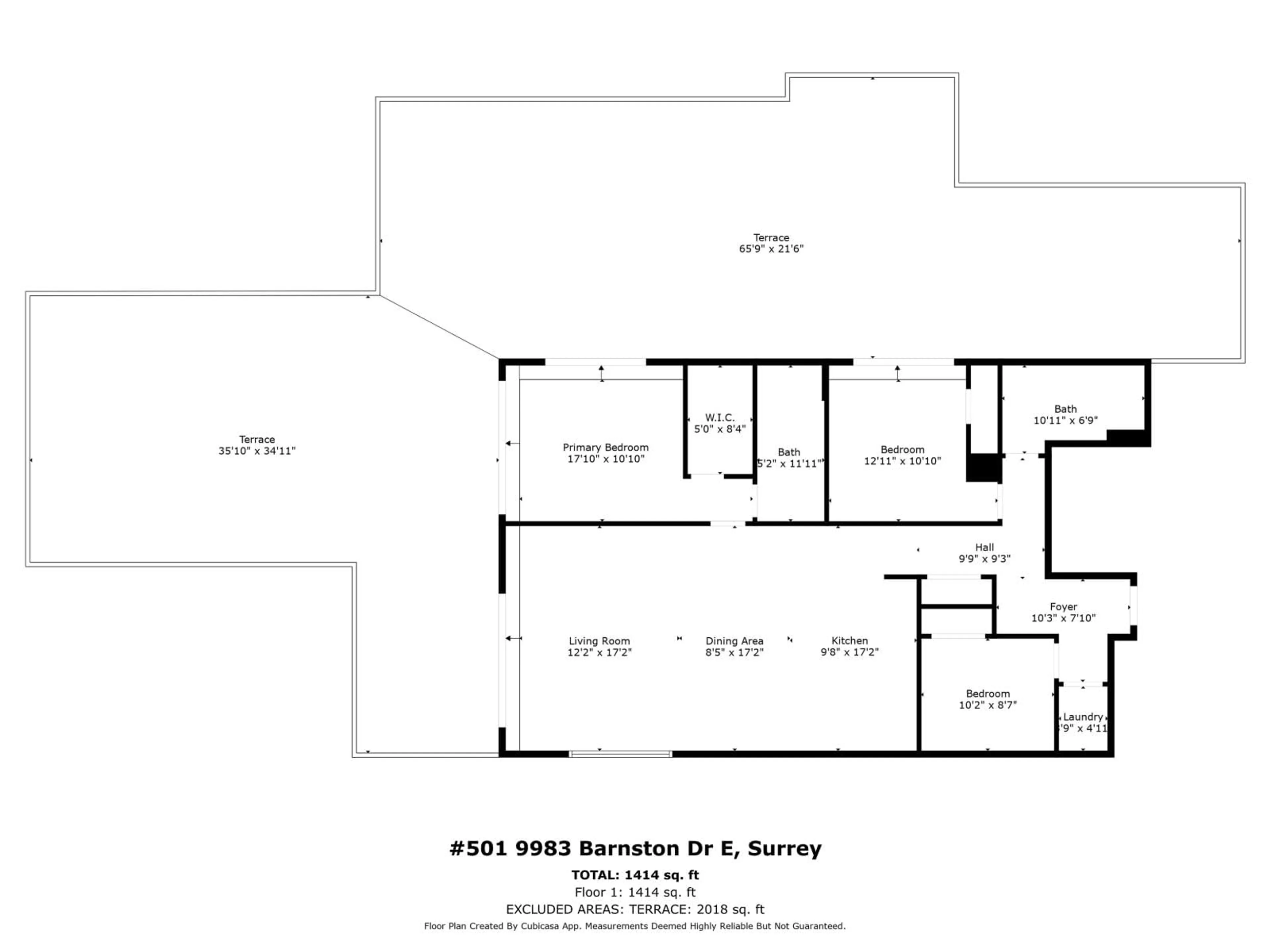 Floor plan for 501 - 9983 BARNSTON, Surrey British Columbia V4N6T3