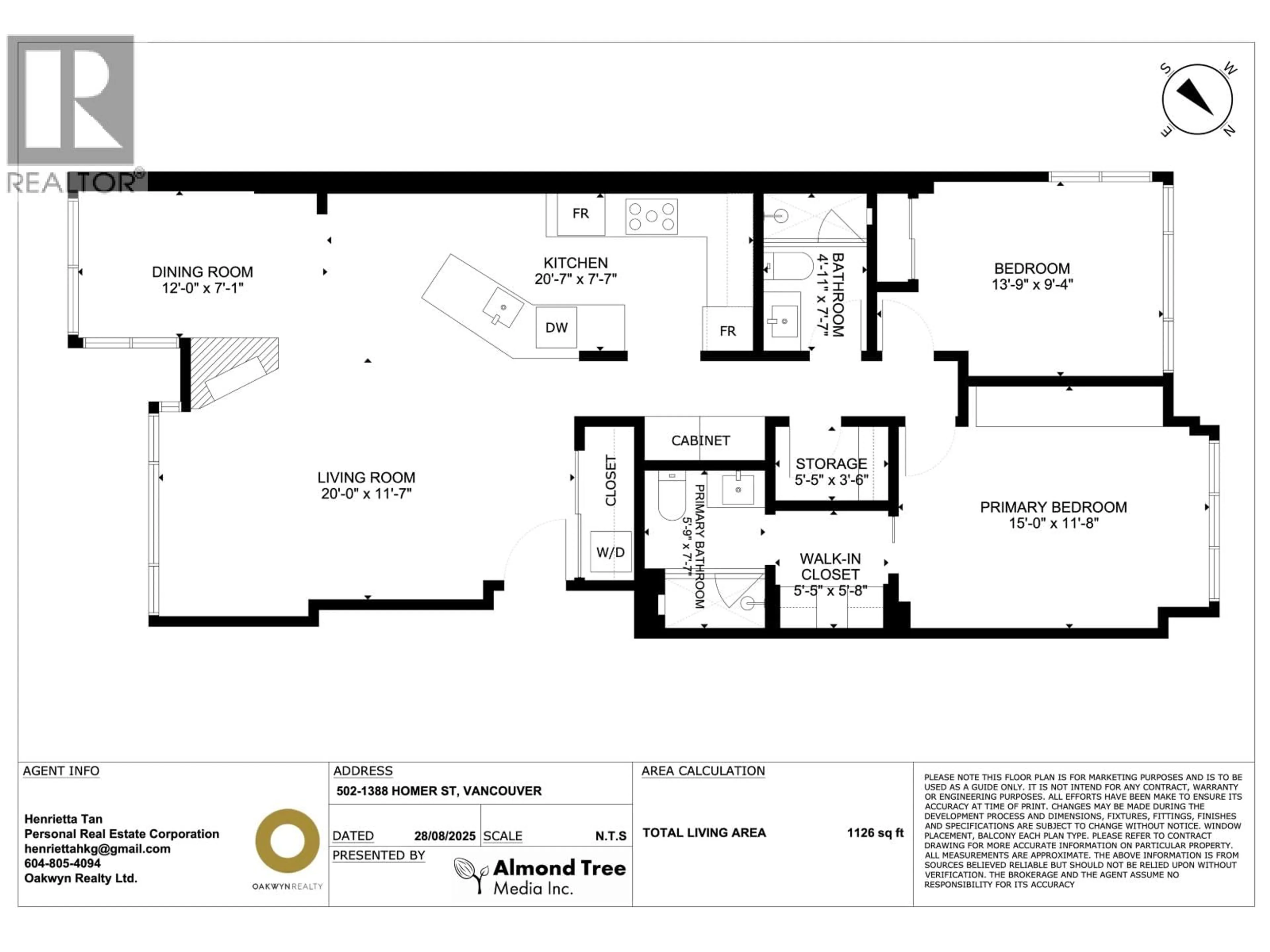 Floor plan for 502 - 1388 HOMER STREET, Vancouver British Columbia V6B6A7
