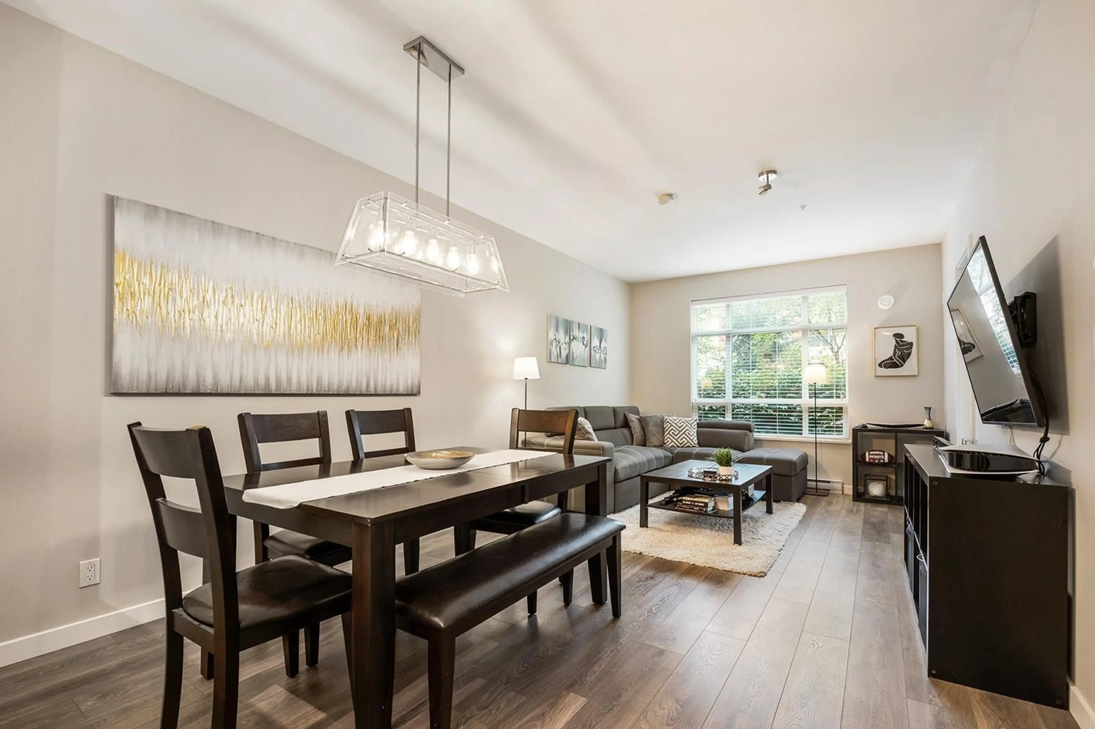 Dining room, wood/laminate floor for E106 - 20211 66, Langley British Columbia V2Y0L4