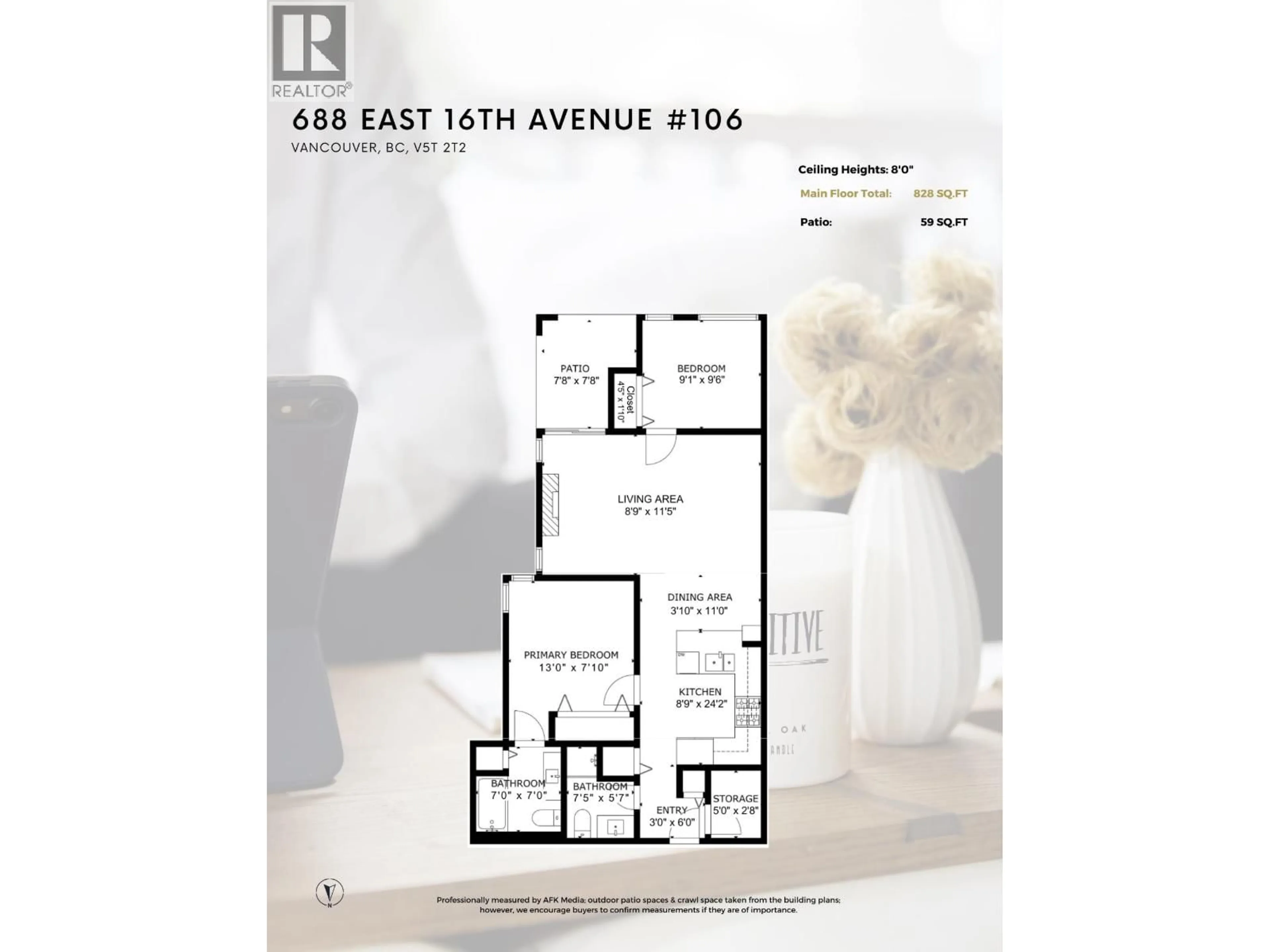 Floor plan for 106 - 688 16TH AVENUE, Vancouver British Columbia V5T2V4