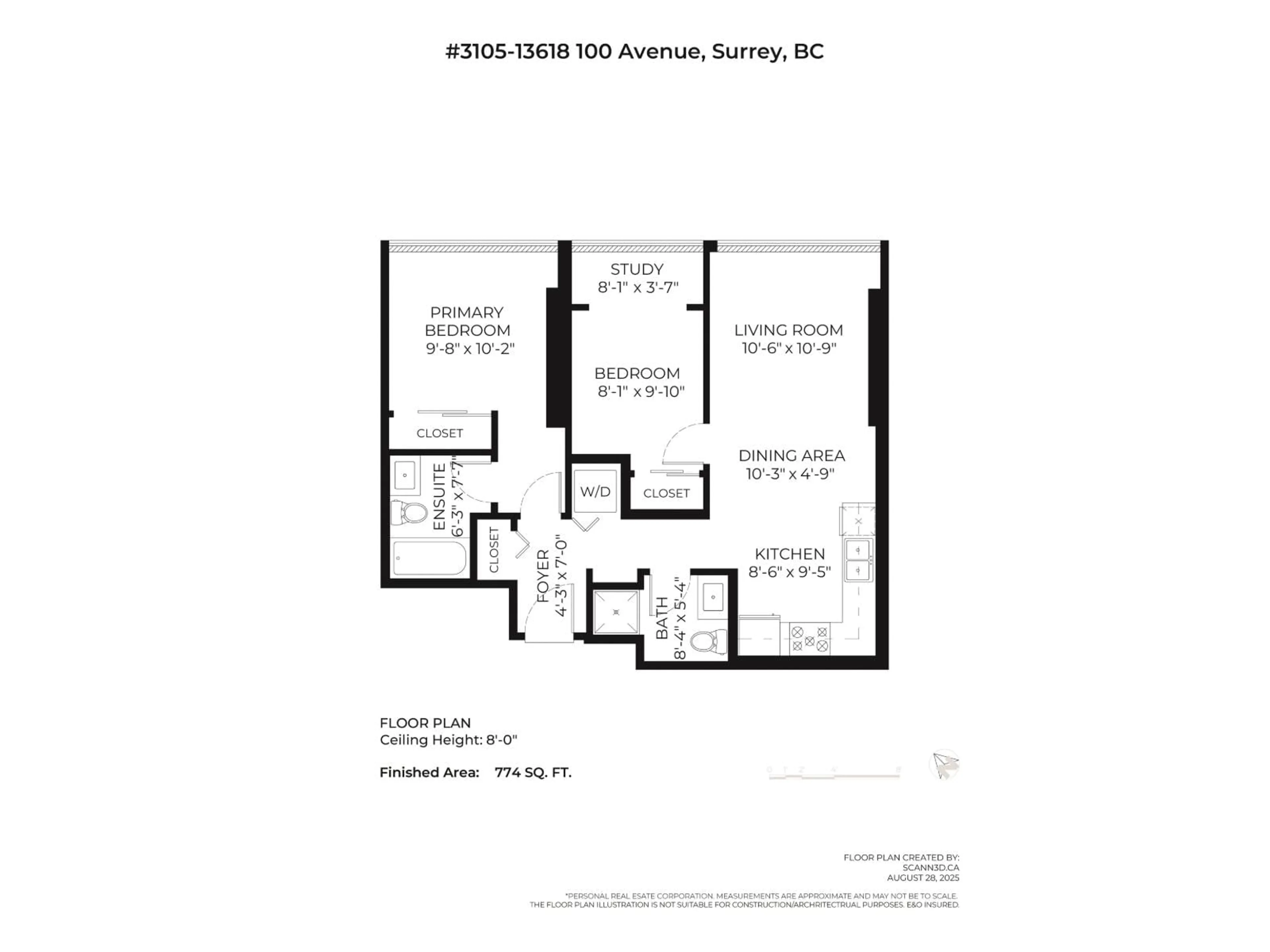 Floor plan for 3105 - 13618 100, Surrey British Columbia V3T0A8