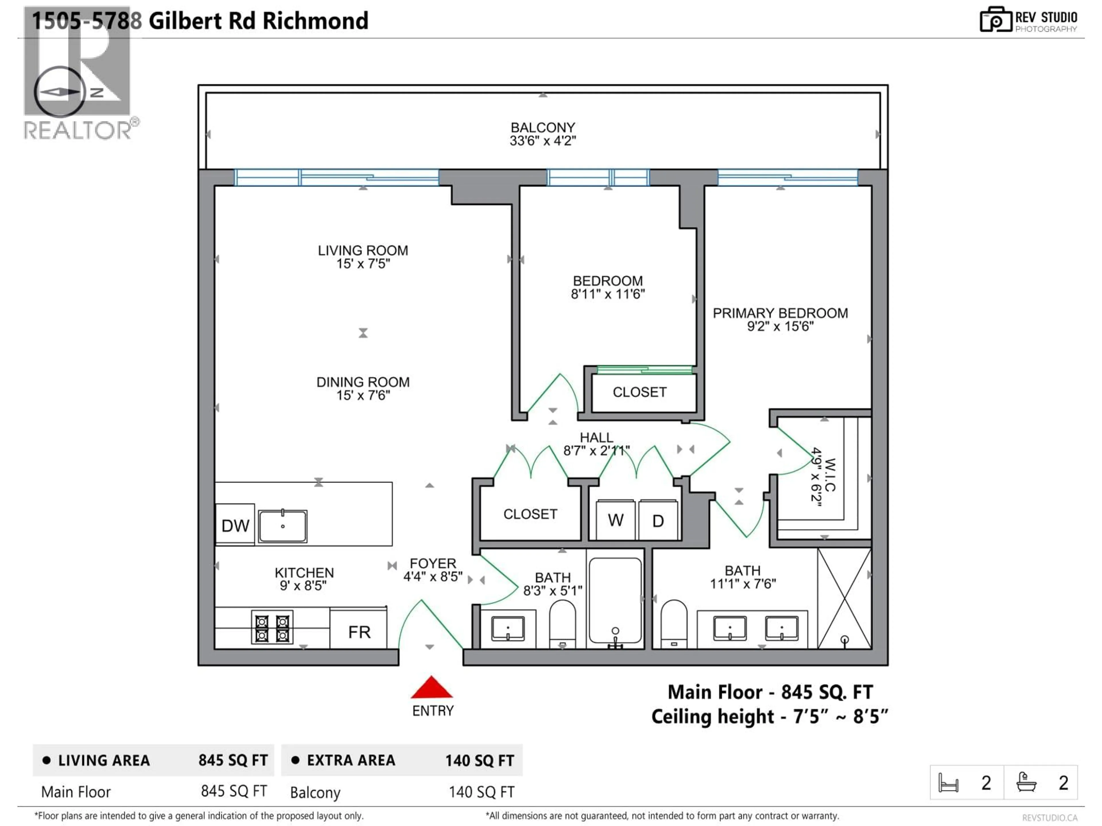 Floor plan for 1505 - 5788 GILBERT ROAD, Richmond British Columbia V7C0G1