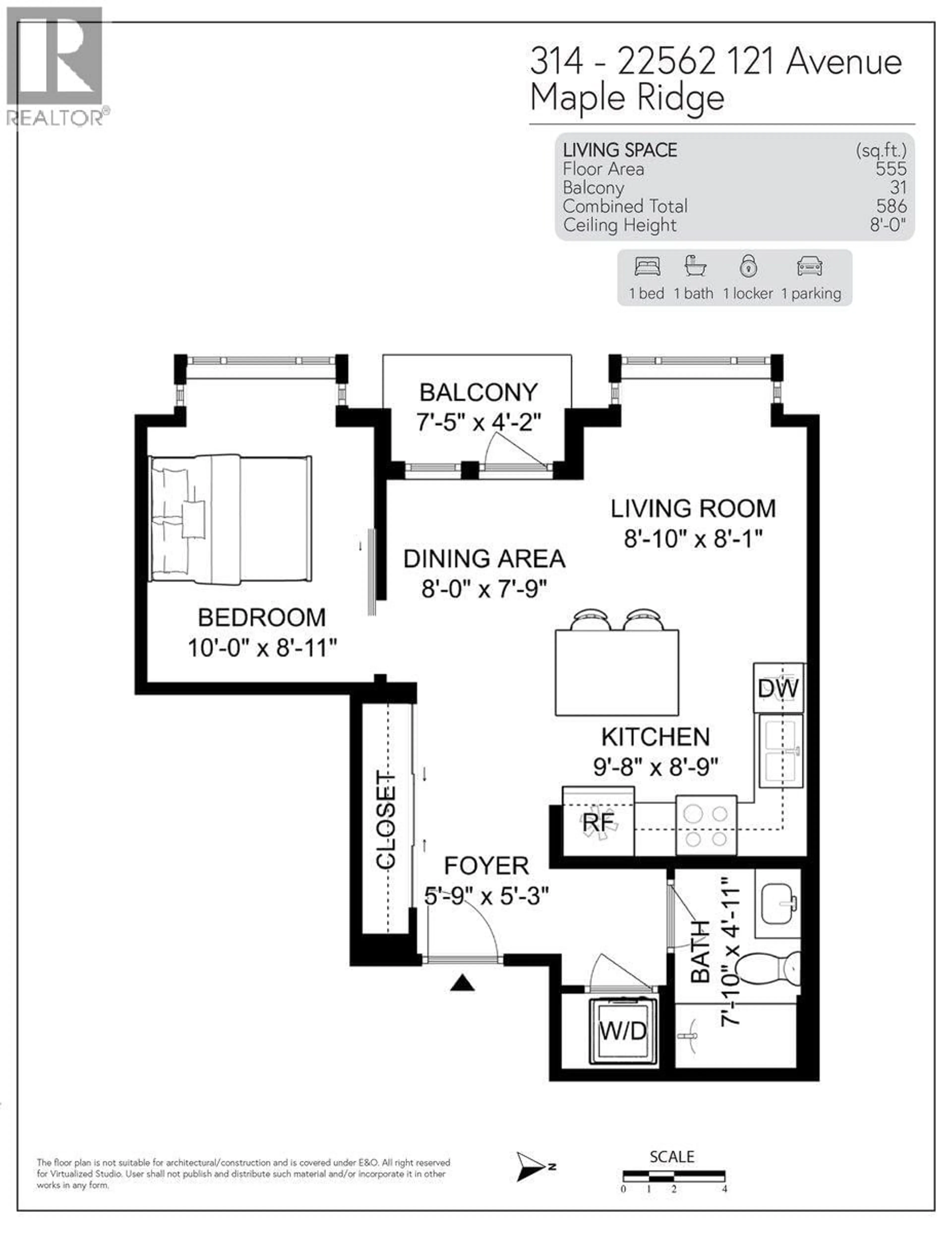 Floor plan for 314 - 22562 121 AVENUE, Maple Ridge British Columbia V2X3Y8