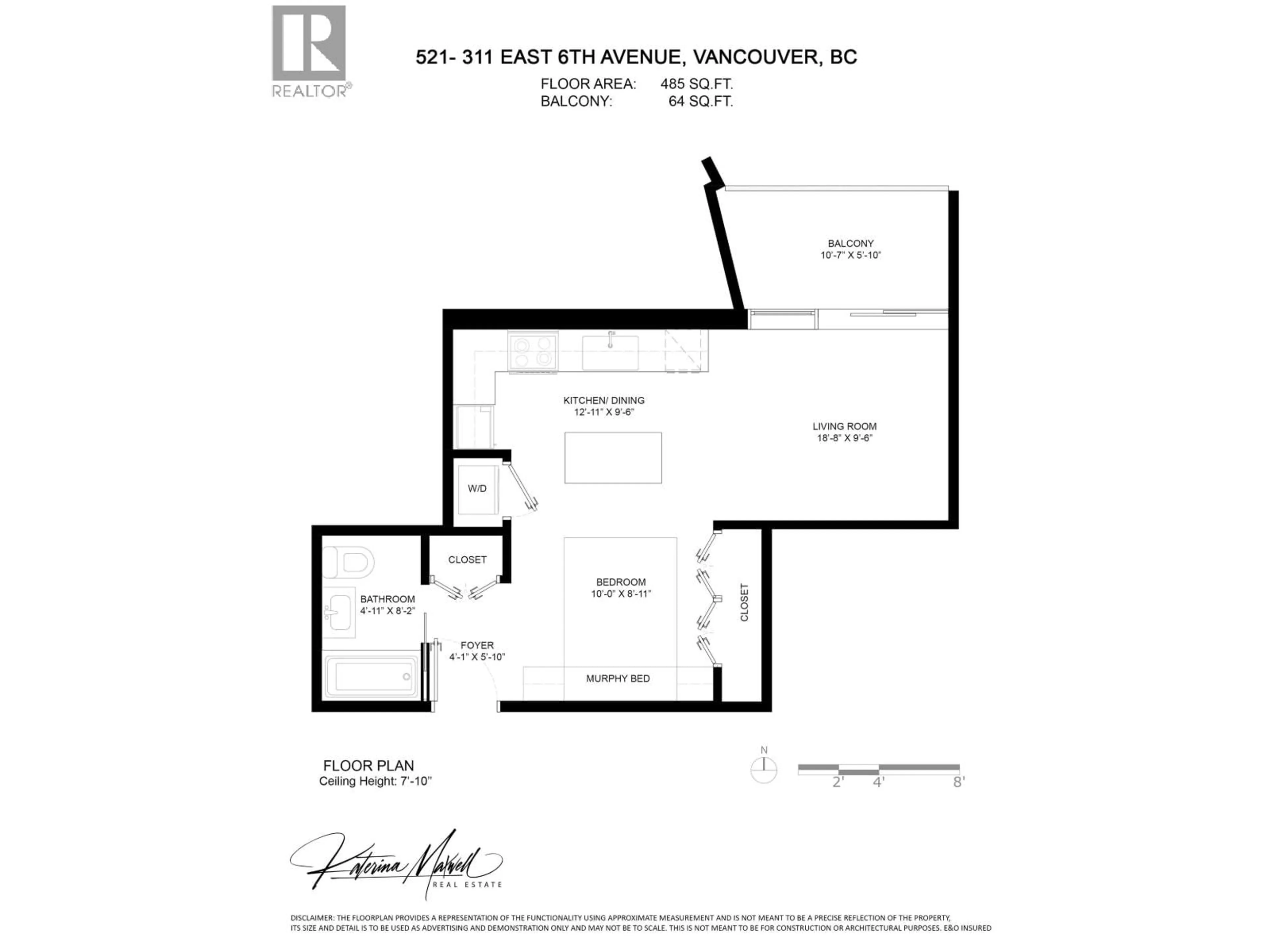 Floor plan for 521 - 311 6 AVENUE, Vancouver British Columbia V5T1J9