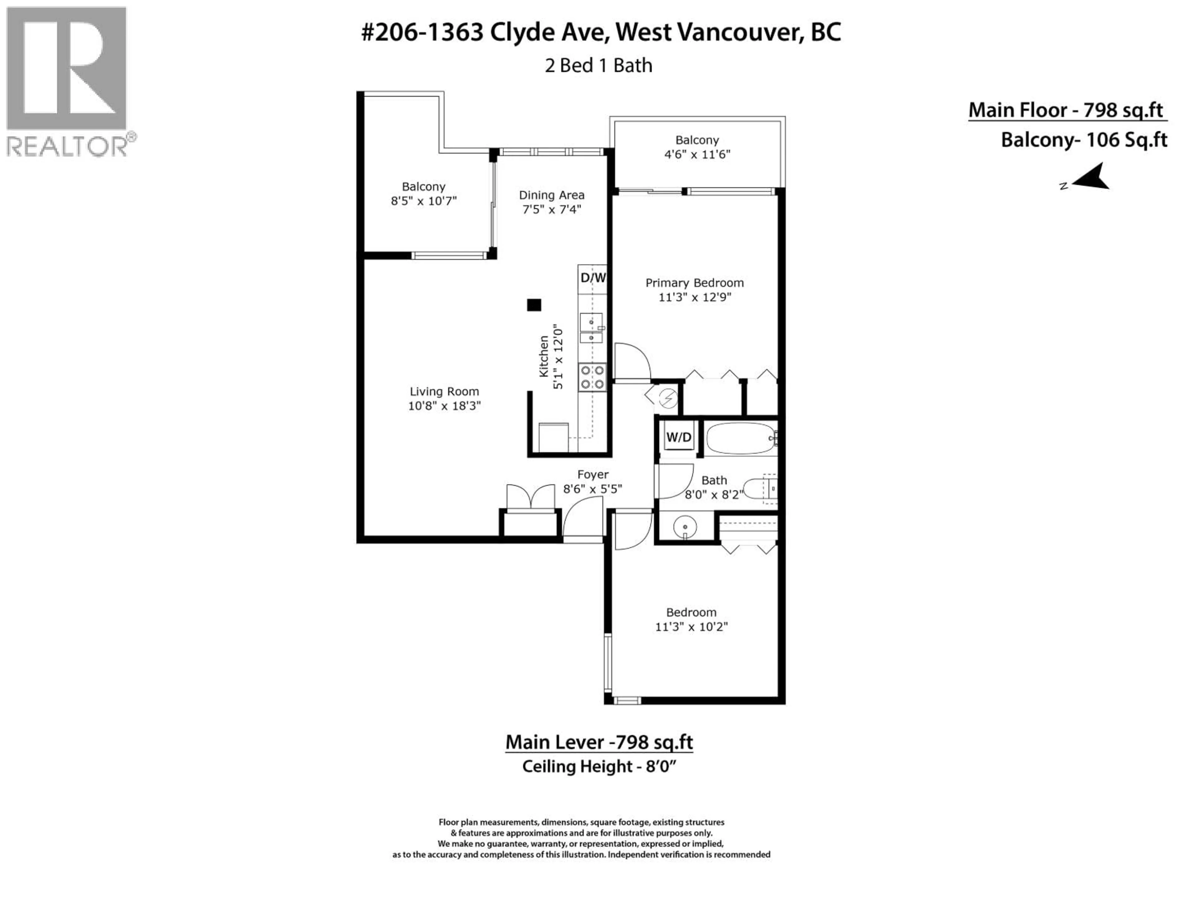 Floor plan for 206 - 1363 CLYDE AVENUE, West Vancouver British Columbia V7T2W9