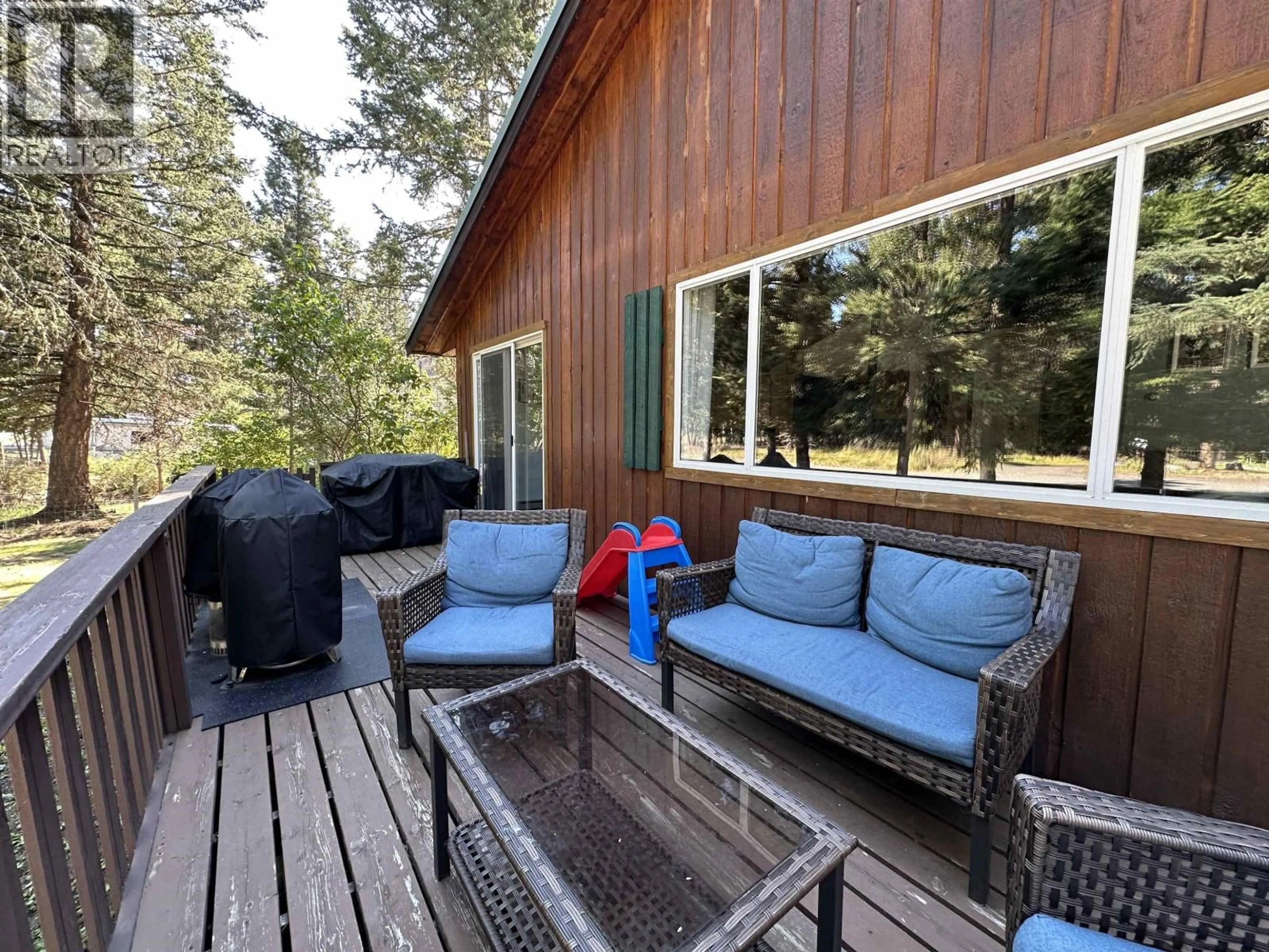 Patio, forest/trees view for 4968 MONICAL ROAD, 108 Mile Ranch British Columbia V0K2Z0