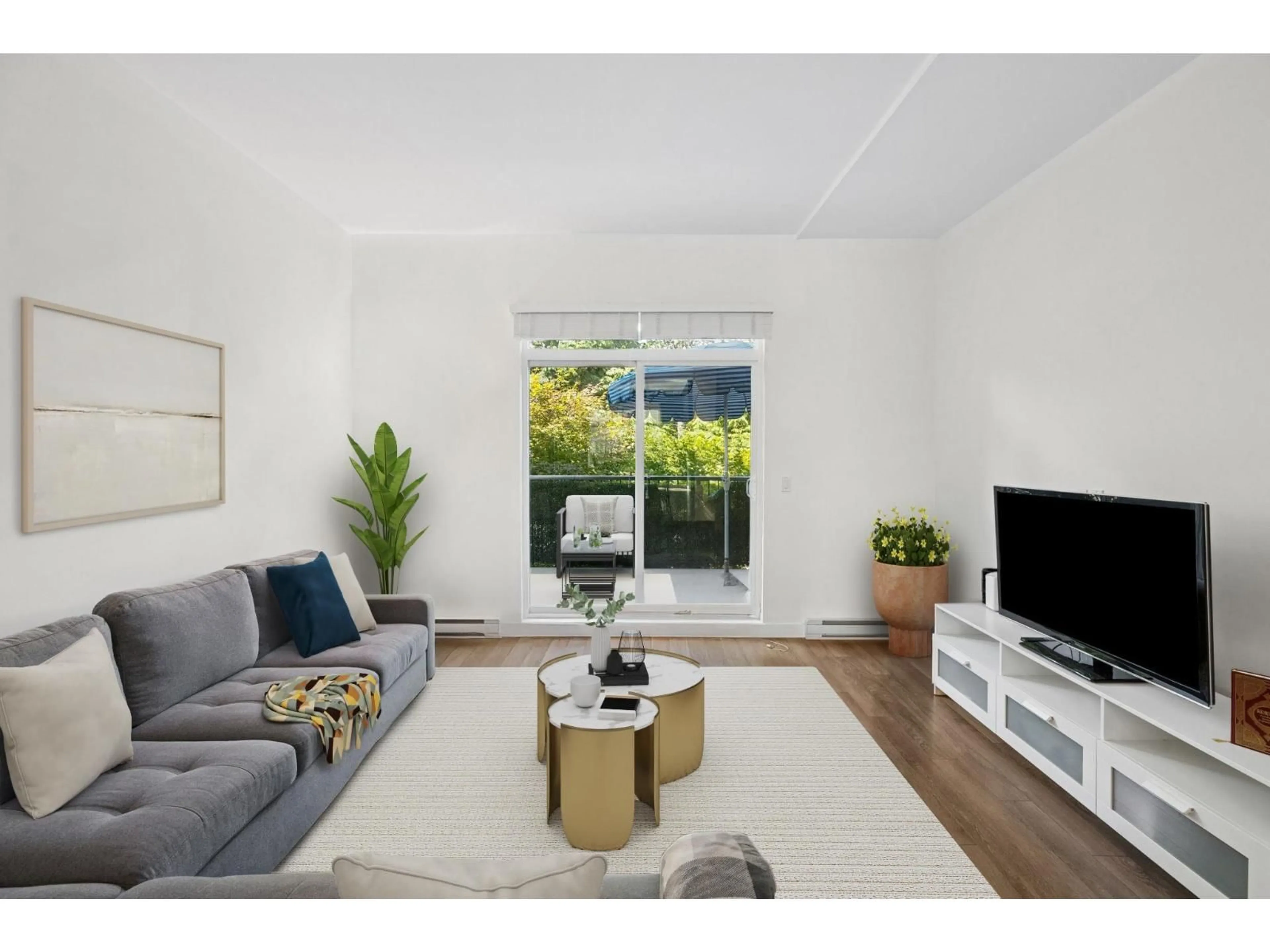 Living room with furniture, wood/laminate floor for 165 - 15230 GUILDFORD, Surrey British Columbia V3R0C8