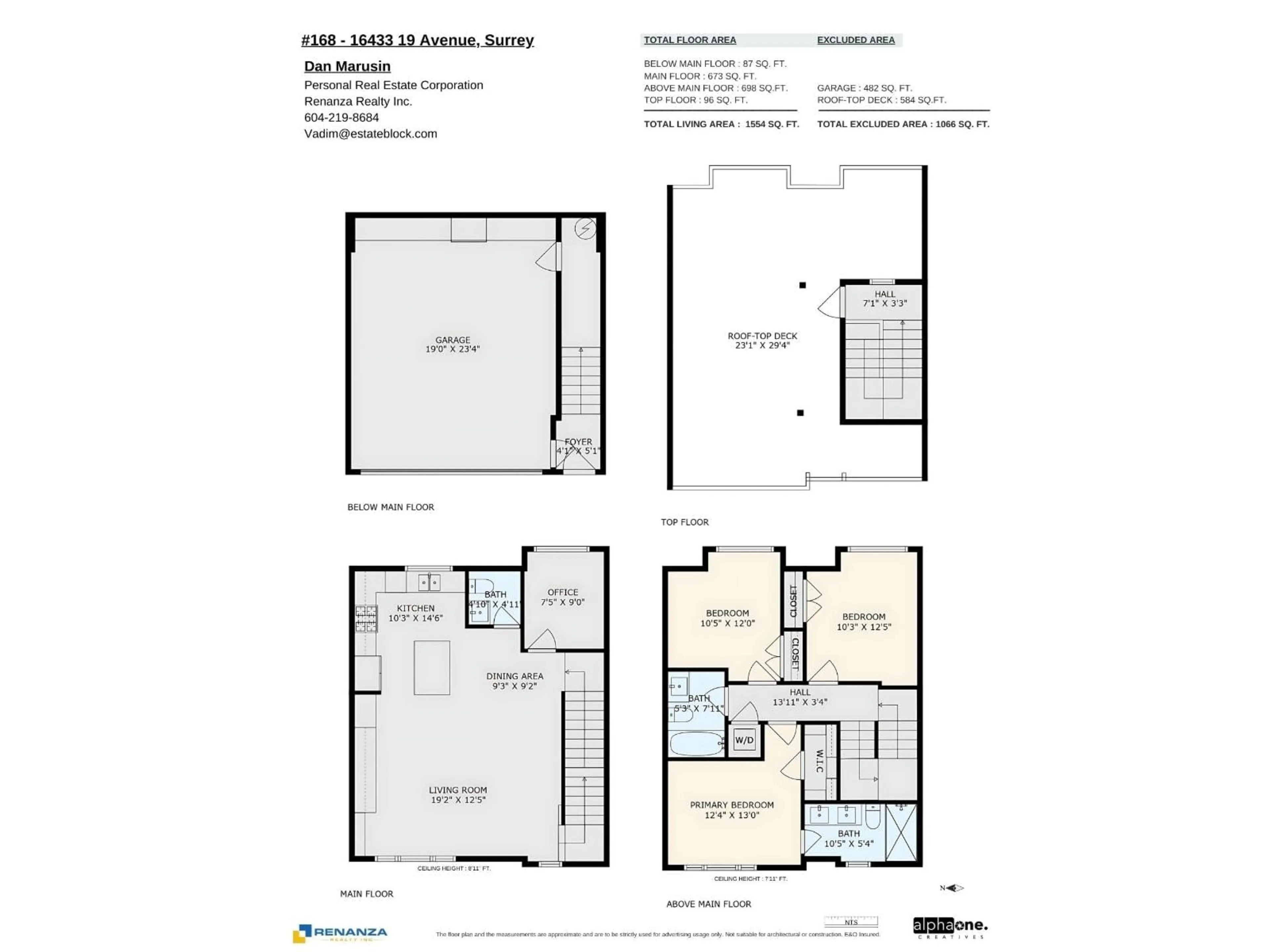 Floor plan for 168 - 16433 19, Surrey British Columbia V3Z0Z1