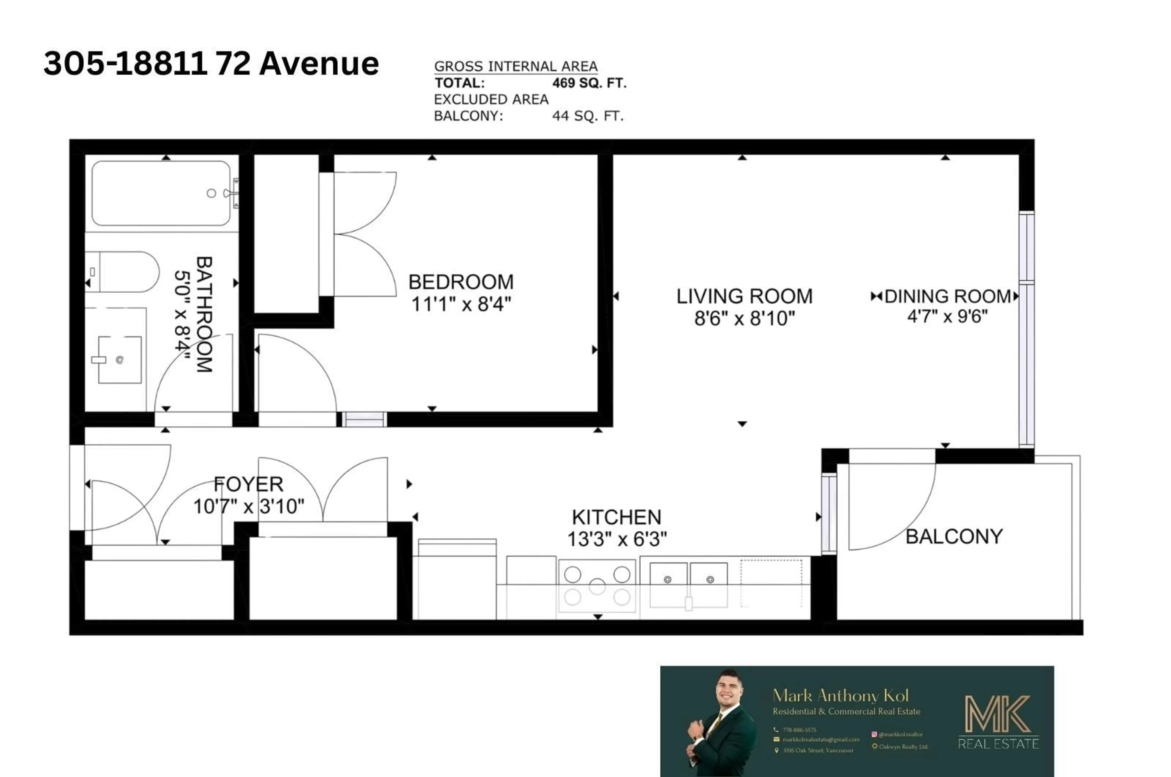 Floor plan for 305 - 18811 72, Surrey British Columbia V4N1M9