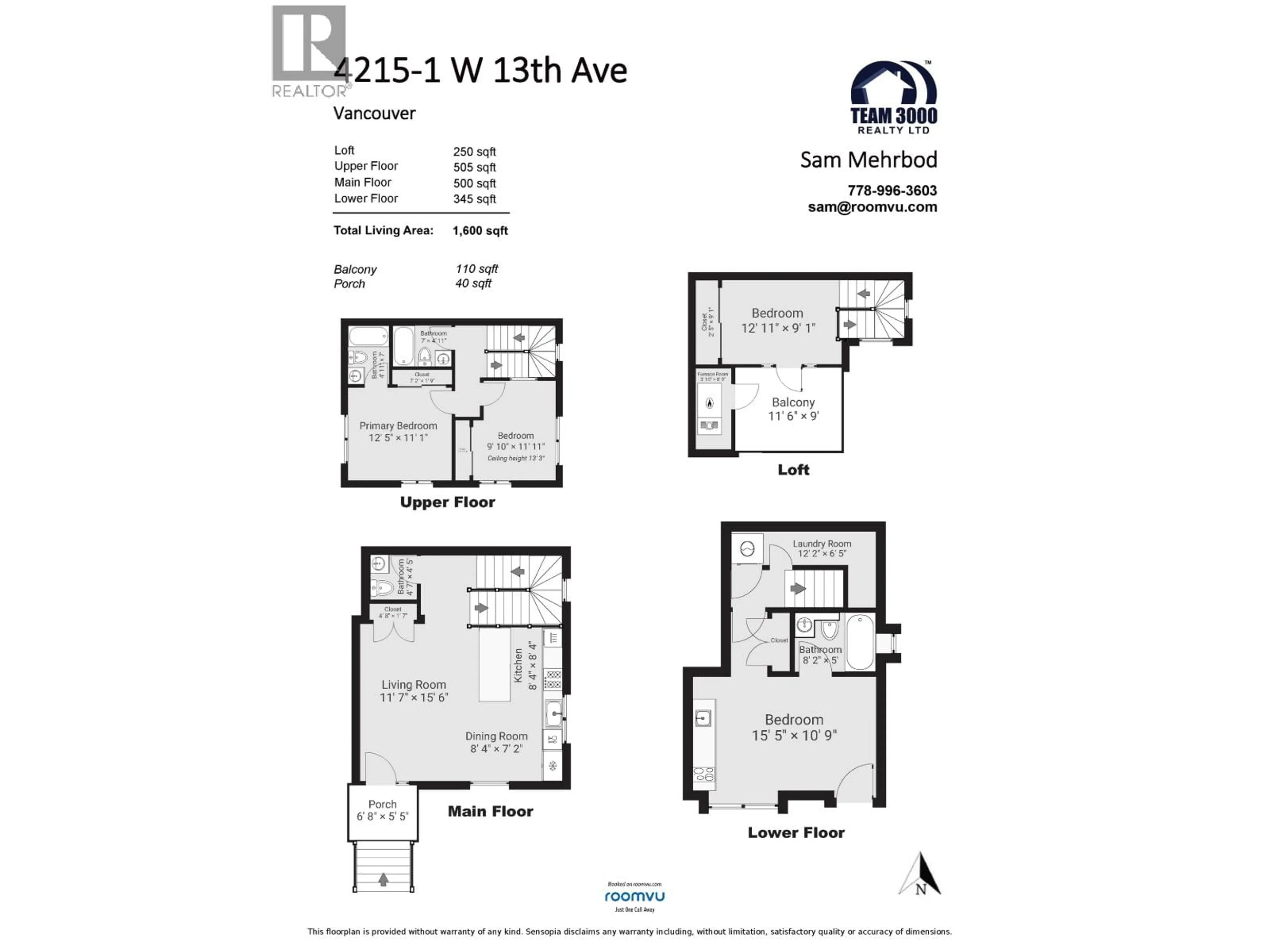 Floor plan for 1 - 4215 13TH AVENUE, Vancouver British Columbia V6R2T7