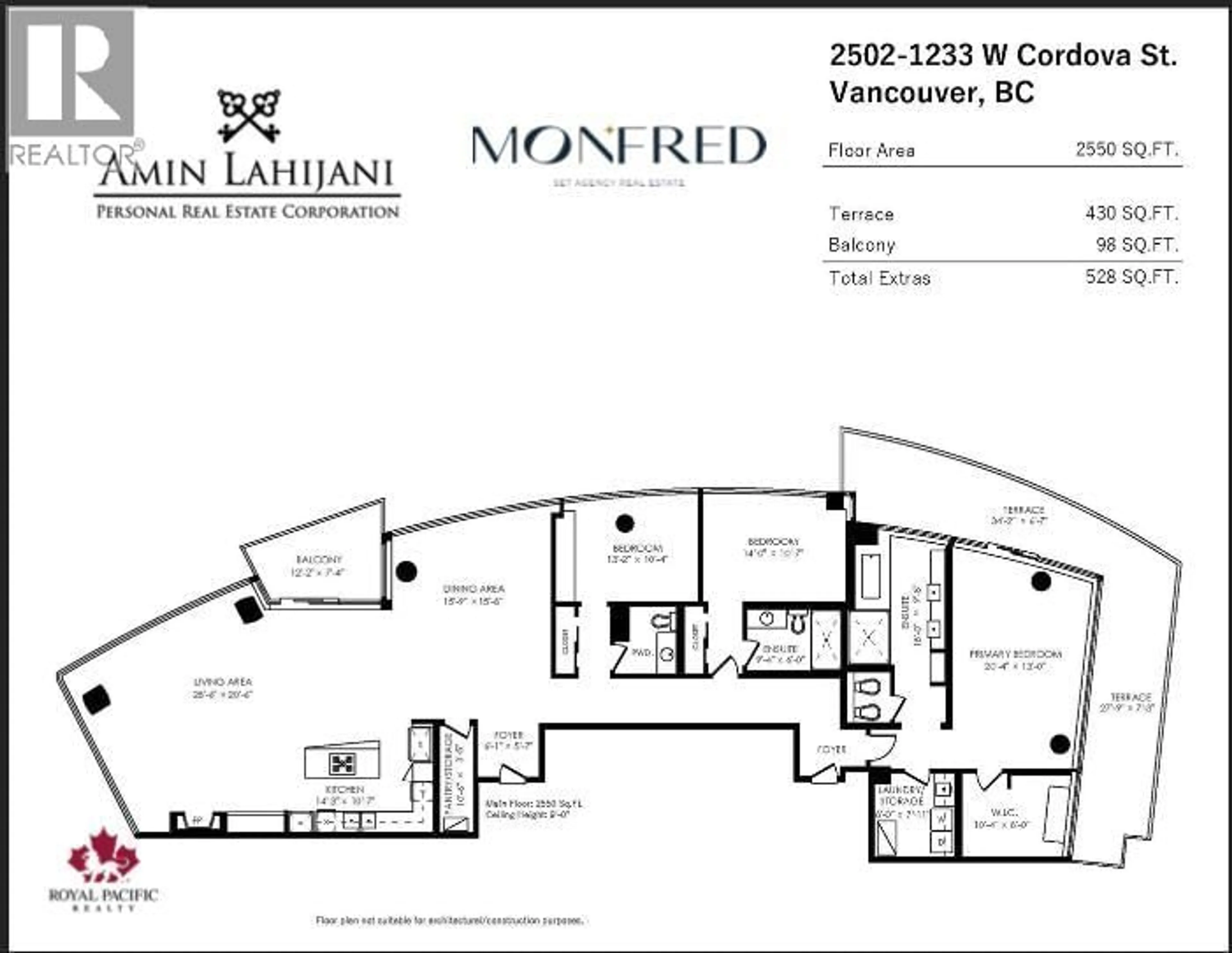 Floor plan for 2502 - 1233 CORDOVA STREET, Vancouver British Columbia V6C3R1