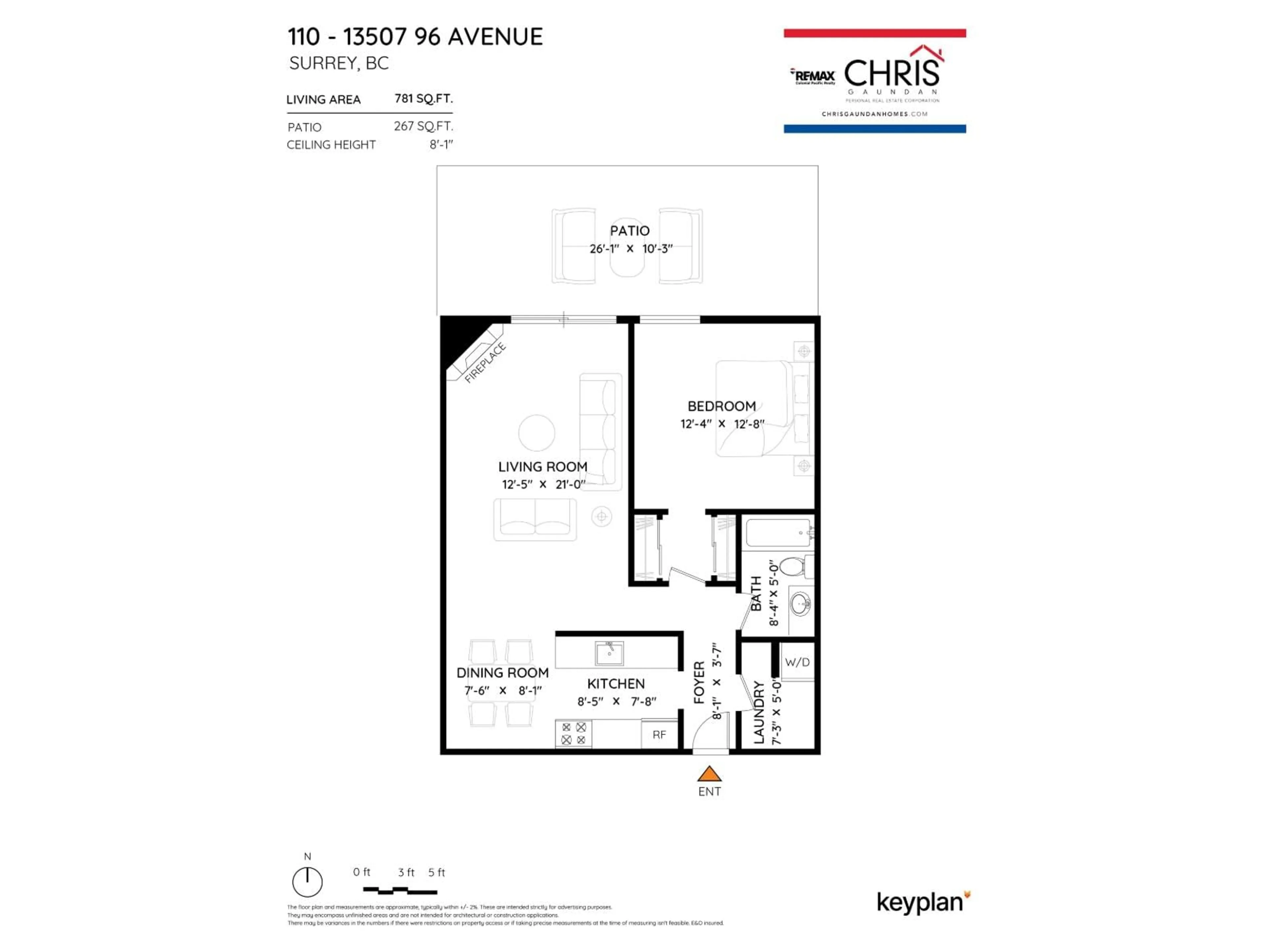 Floor plan for 110 - 13507 96, Surrey British Columbia V3V7P3