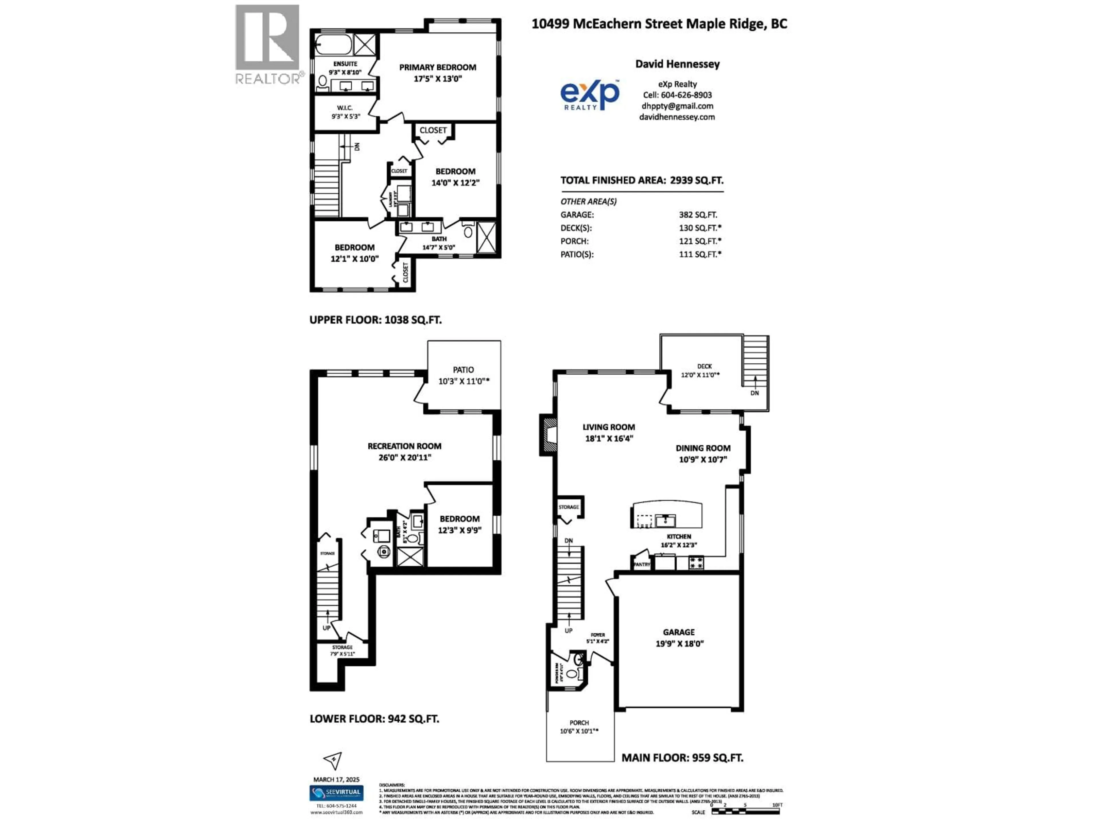 Floor plan for 10499 MCEACHERN STREET, Maple Ridge British Columbia V2W0H8