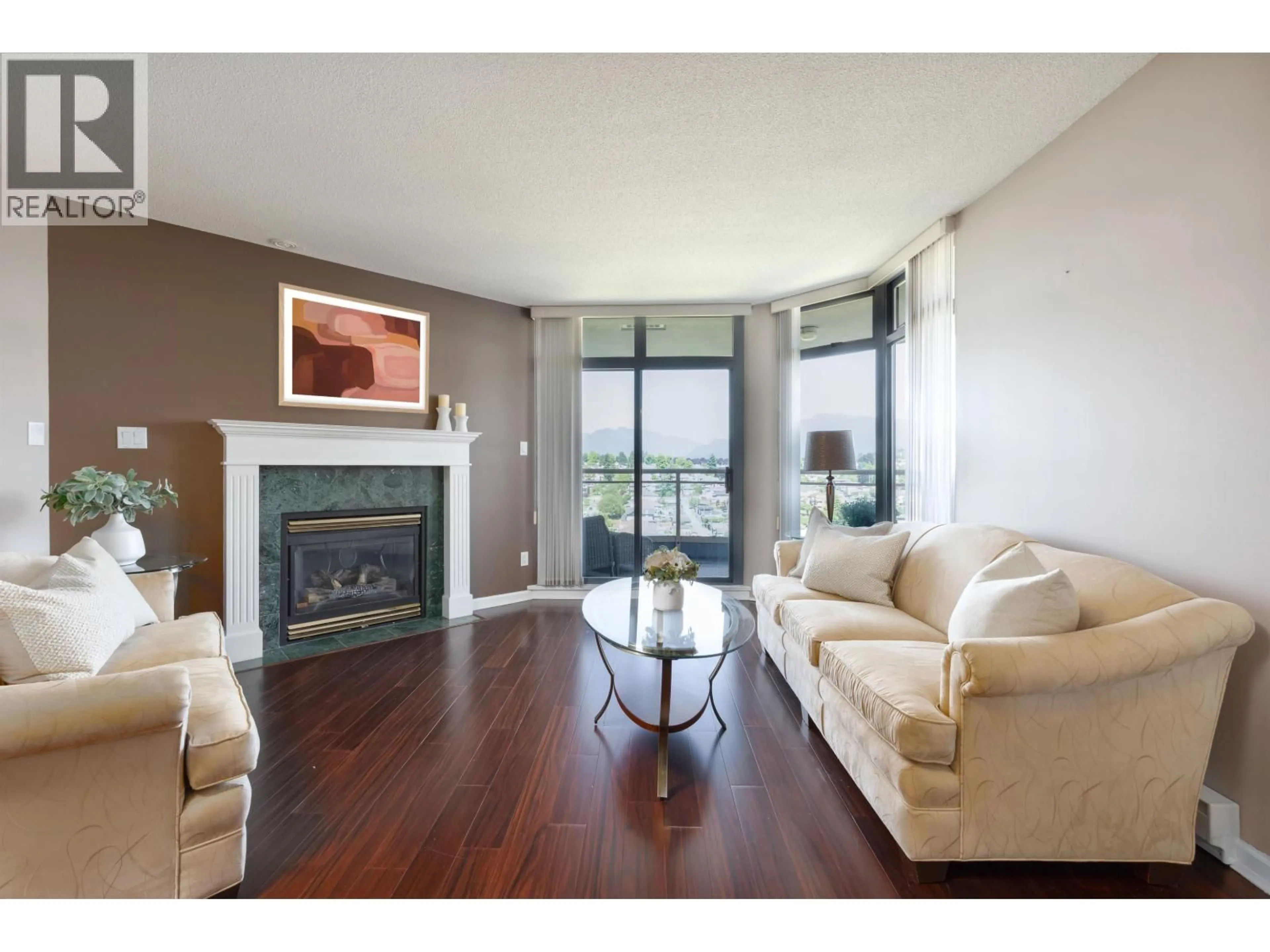 Living room with furniture, wood/laminate floor for 1301 - 4425 HALIFAX STREET, Burnaby British Columbia V5C6P2