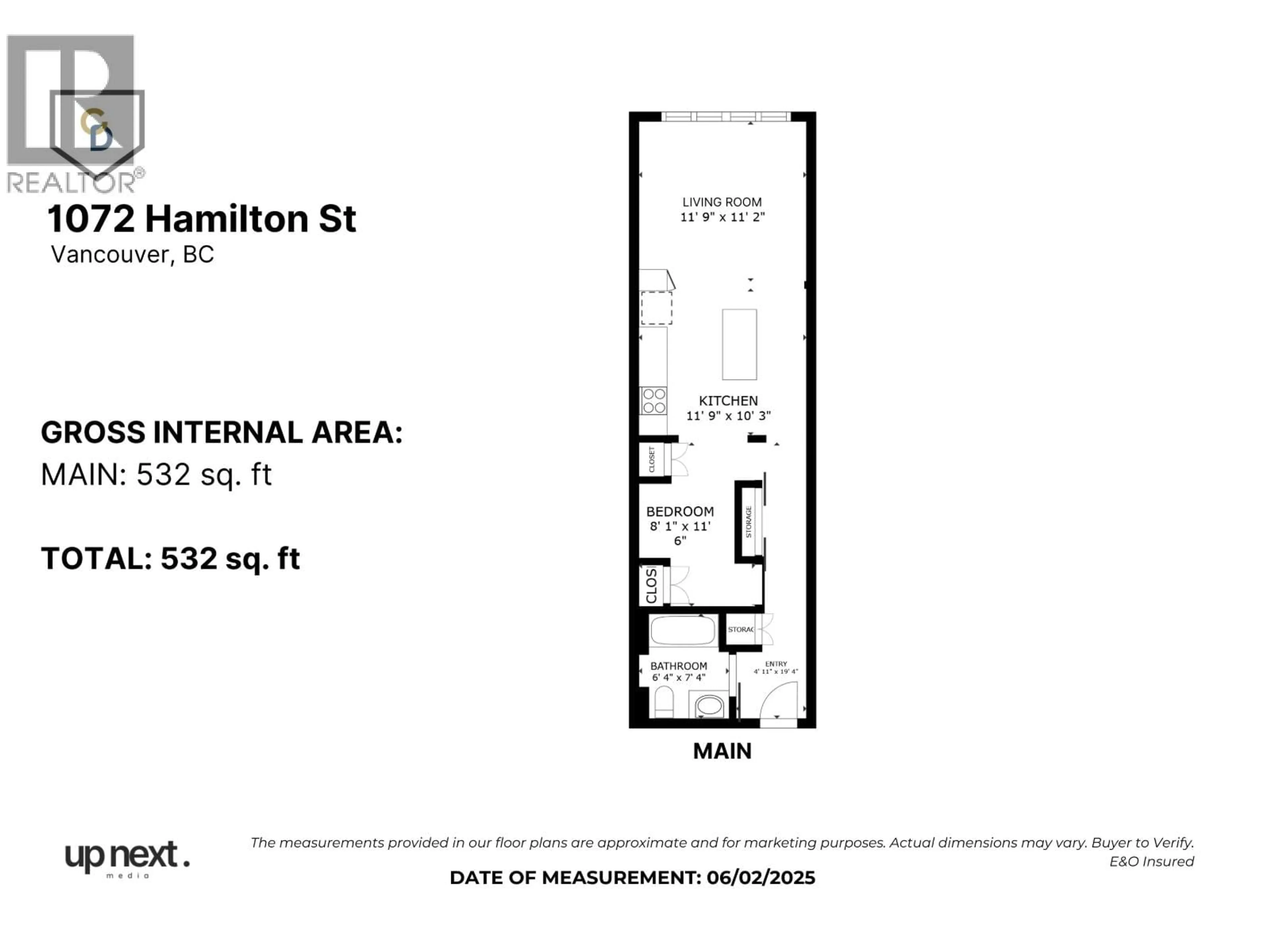 Floor plan for 308 - 1072 HAMILTON STREET, Vancouver British Columbia V6B2R9