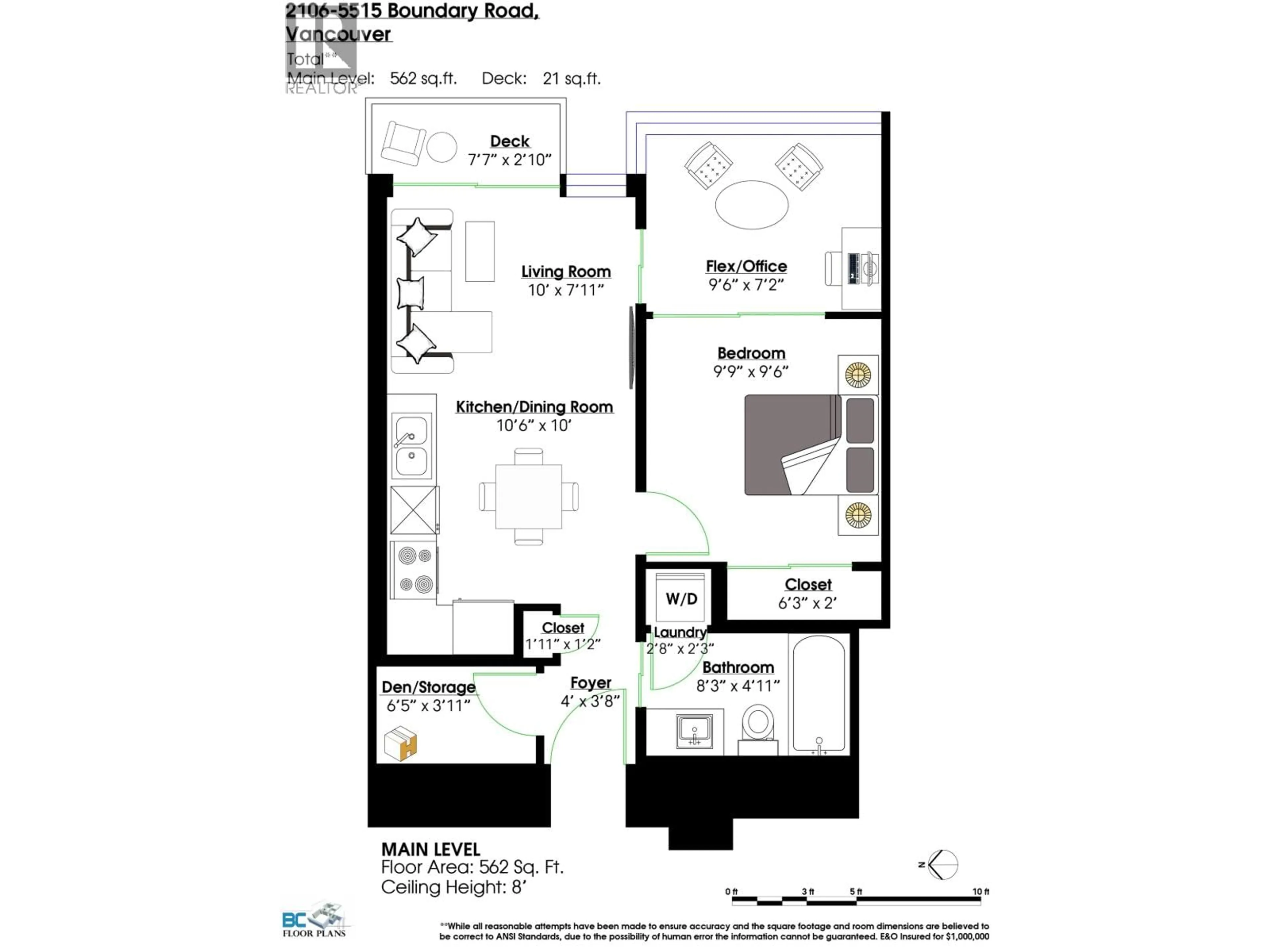 Floor plan for 2106 - 5515 BOUNDARY ROAD, Vancouver British Columbia V5R0E3