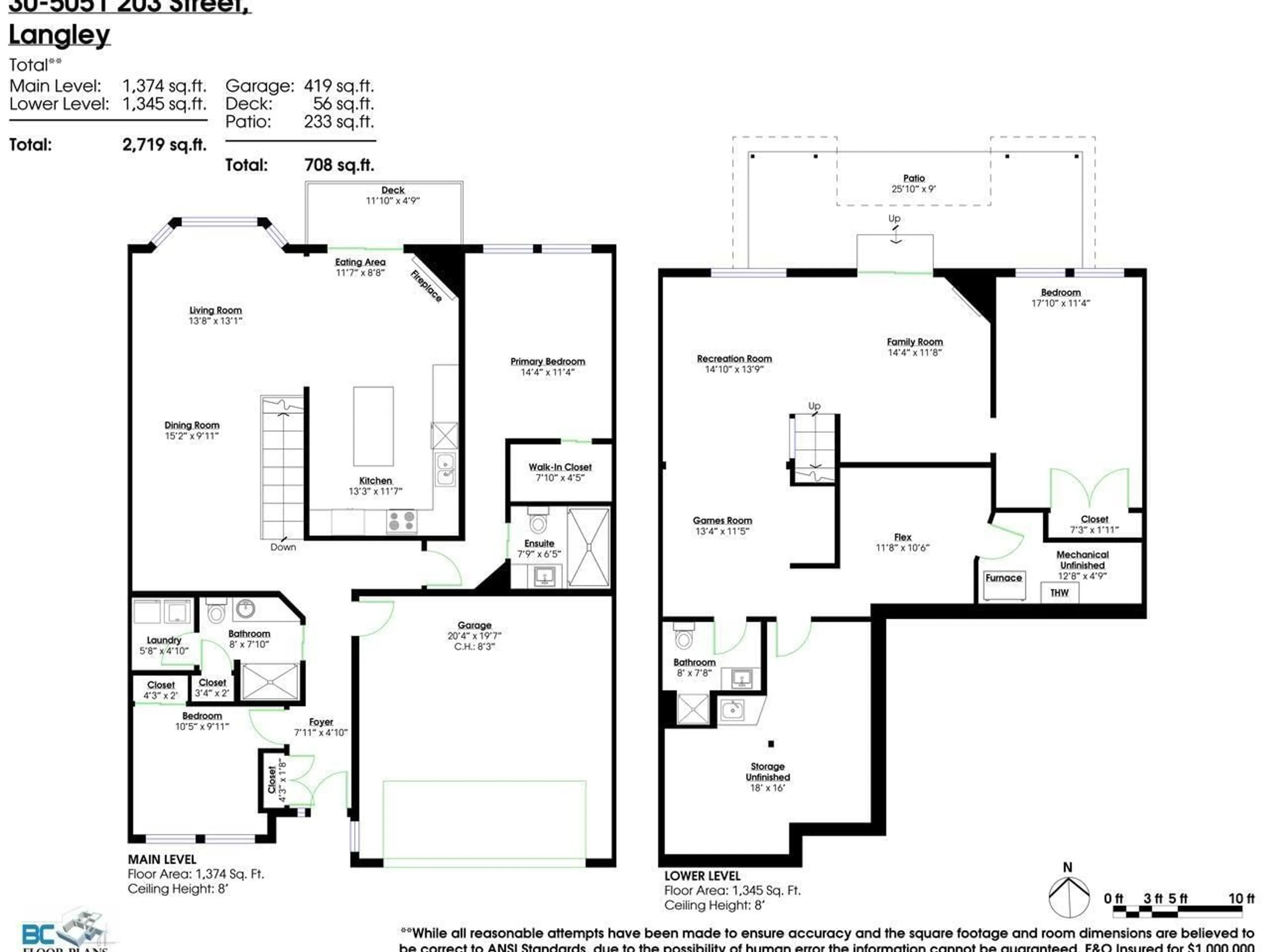 Floor plan for 30 - 5051 203, Langley British Columbia V3A1V5