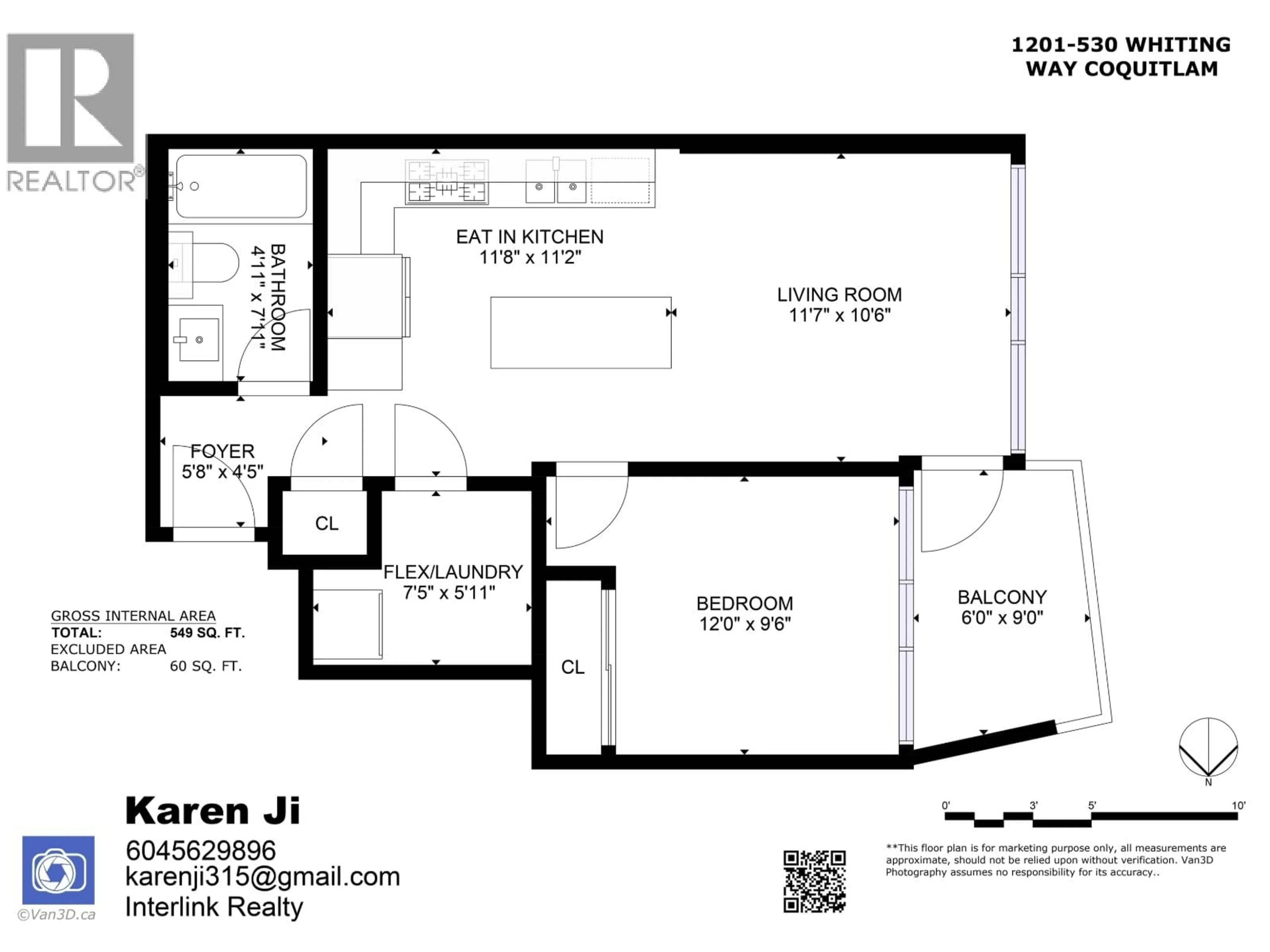 Floor plan for 1201 - 530 WHITING WAY, Coquitlam British Columbia V3J0J4