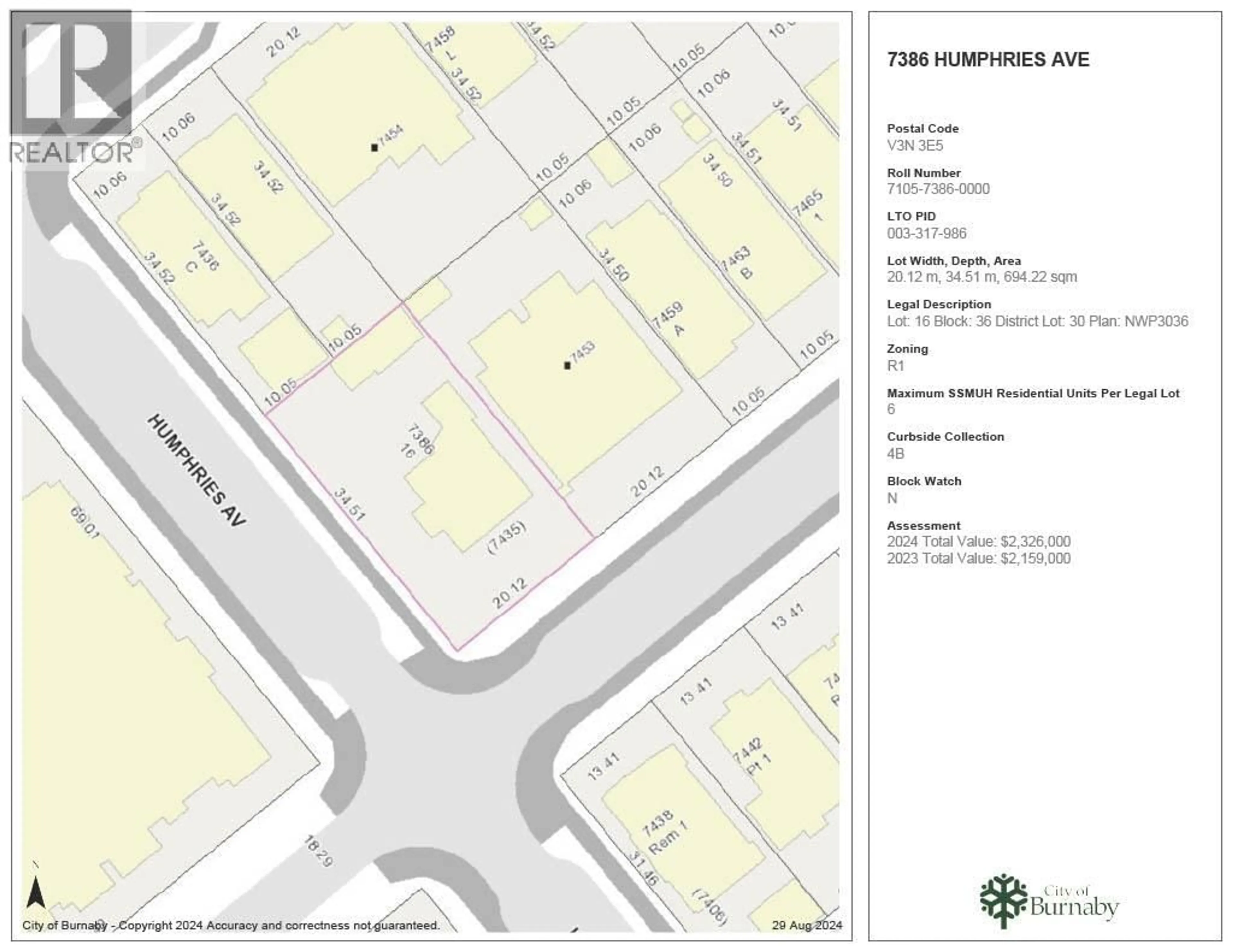 Floor plan for 7386 HUMPHRIES AVENUE, Burnaby British Columbia V3N3E5