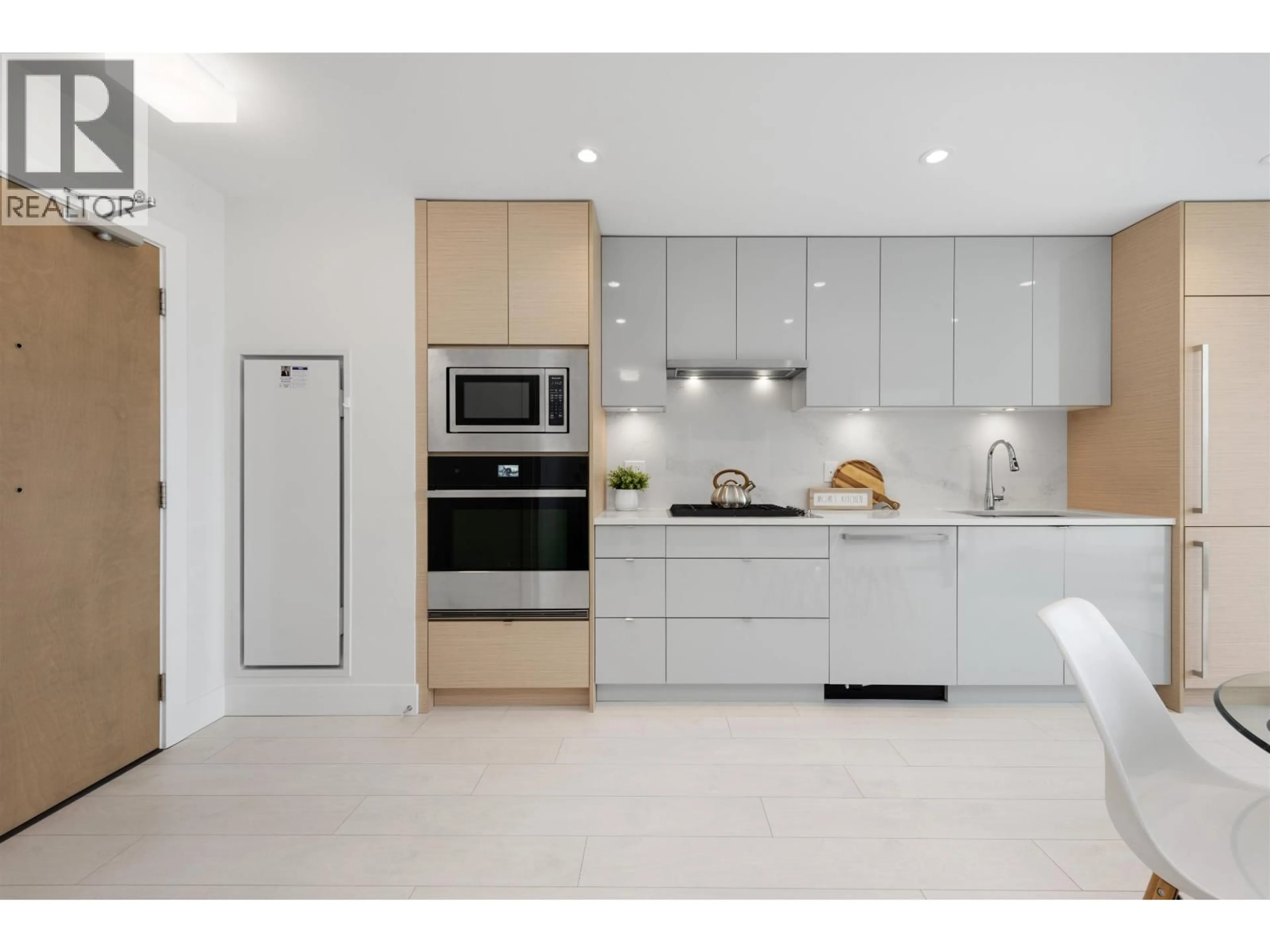 Contemporary kitchen, ceramic/tile floor for 1304 - 3438 SAWMILL CRESCENT, Vancouver British Columbia V5S0E3