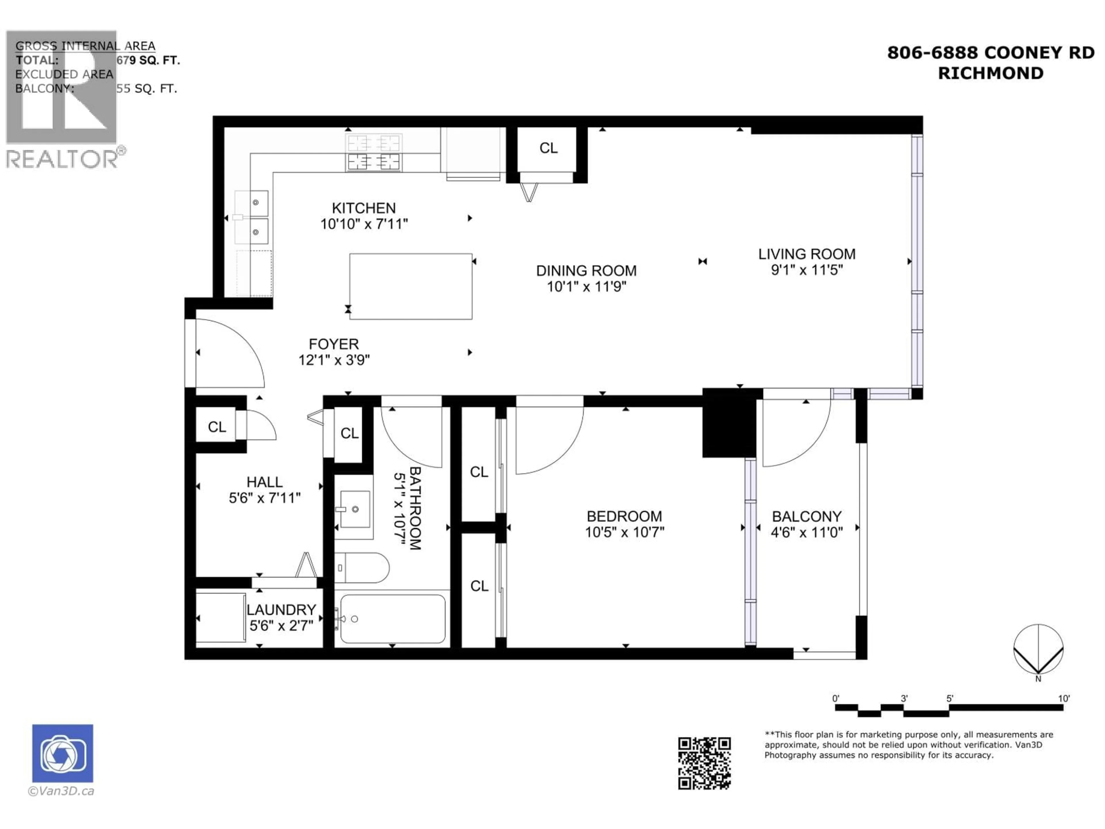 Floor plan for 806 - 6888 COONEY ROAD, Richmond British Columbia V6Y0E1