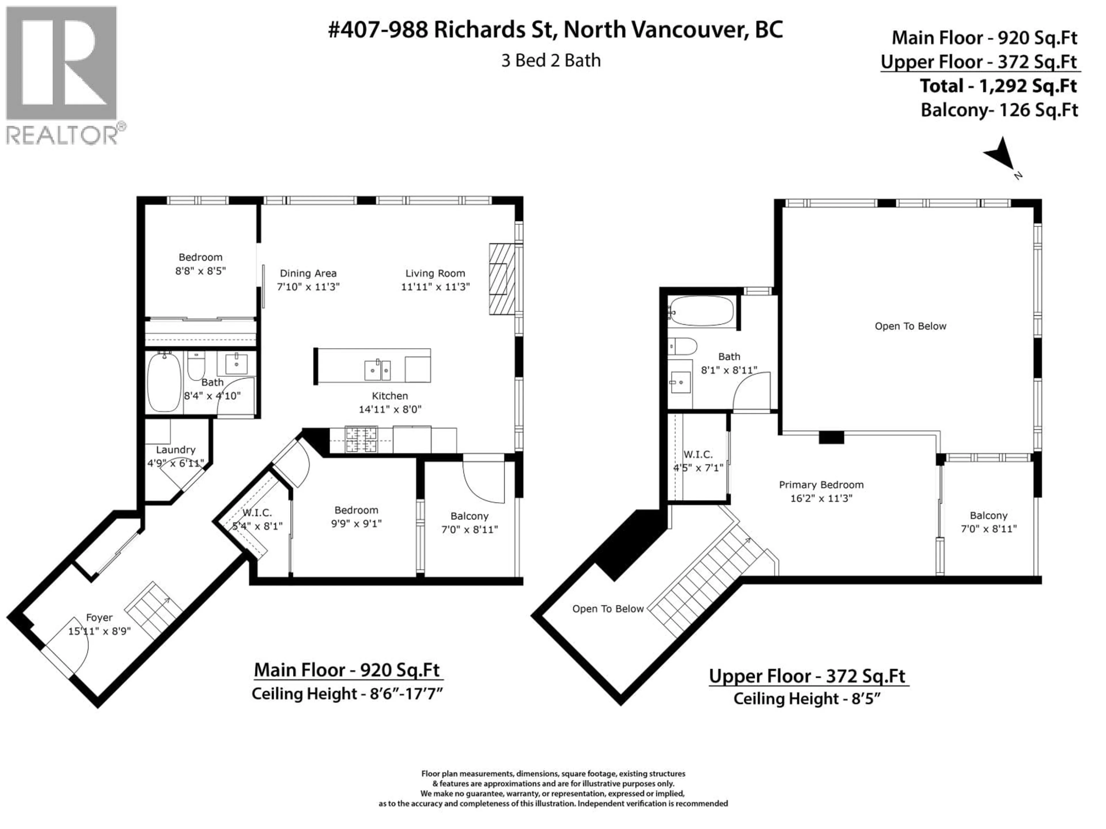 Floor plan for 407 - 988 RICHARDS STREET, Vancouver British Columbia V6B8R2