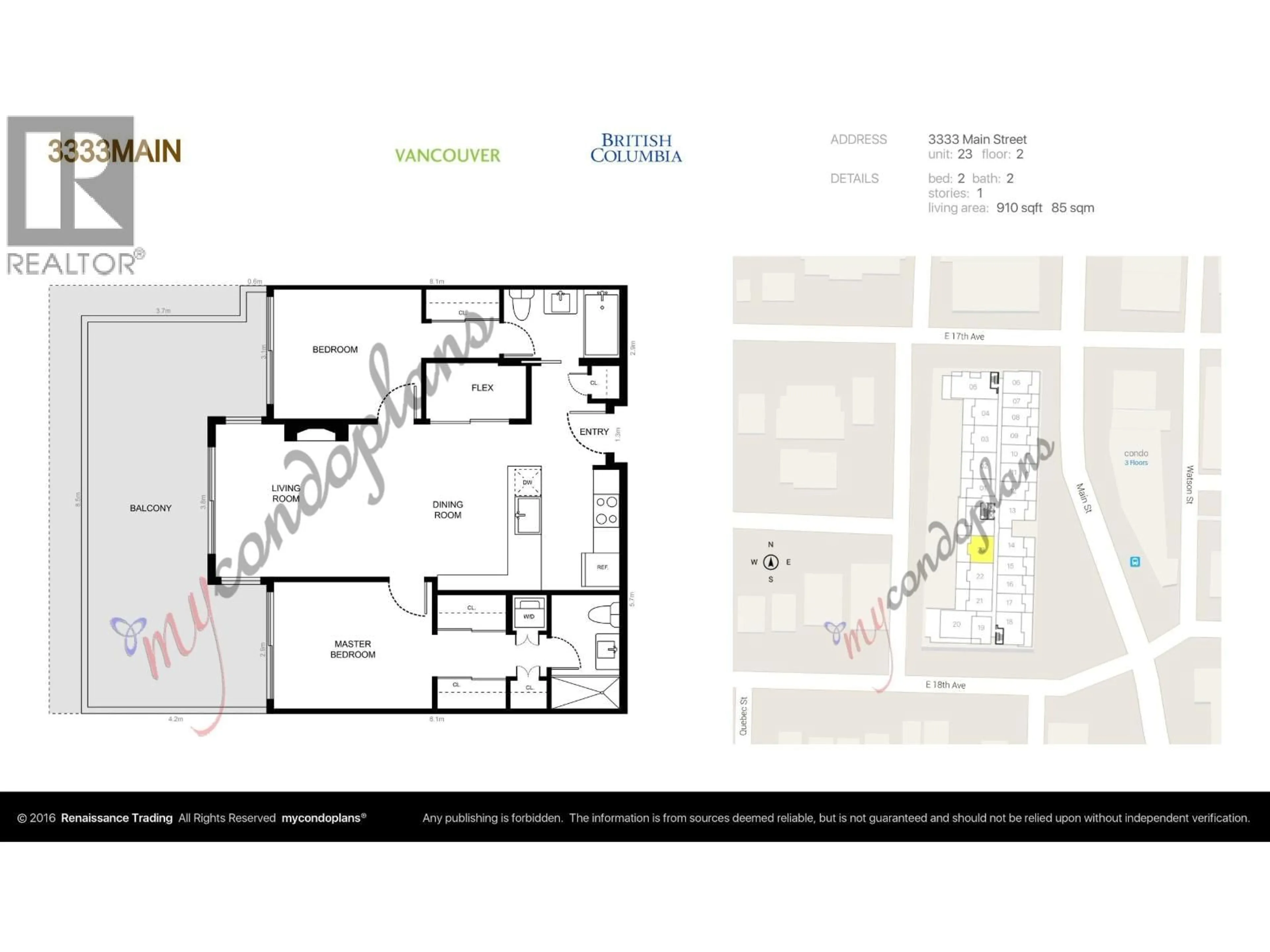 Floor plan for 223 - 3333 MAIN STREET, Vancouver British Columbia V5V3M8