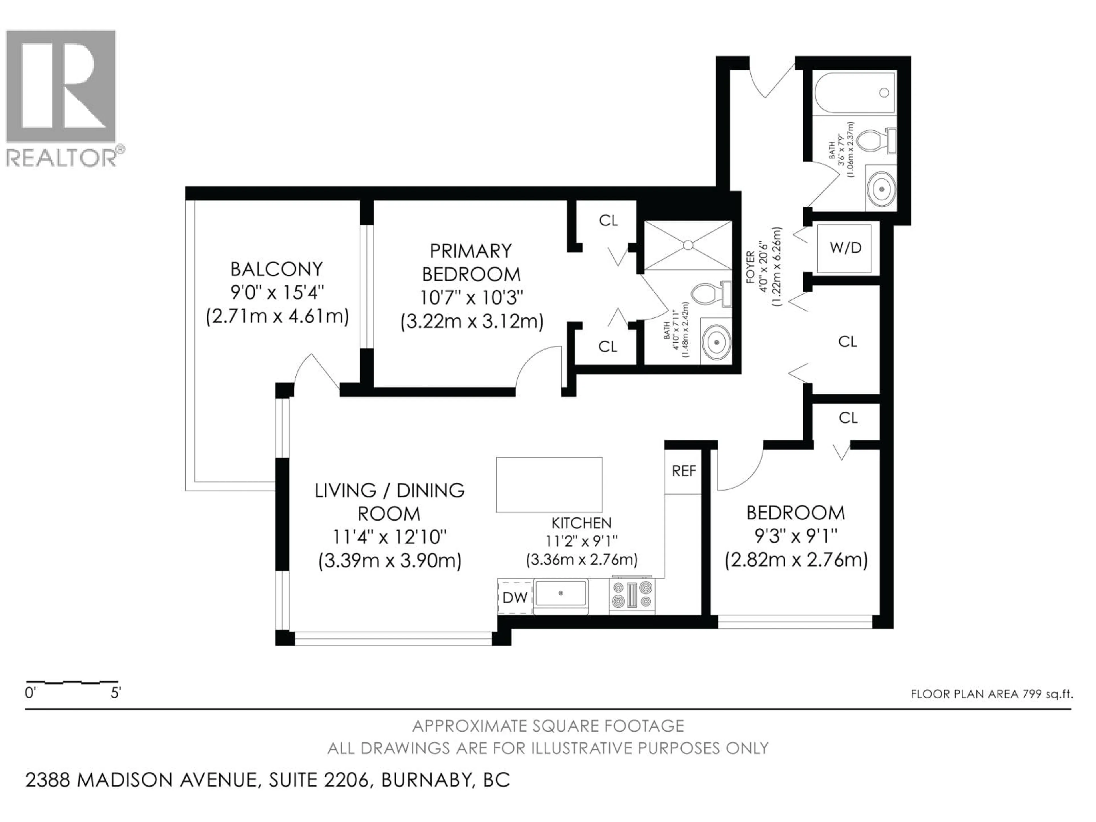 Floor plan for 2206 - 2388 MADISON STREET, Burnaby British Columbia V5C0K8
