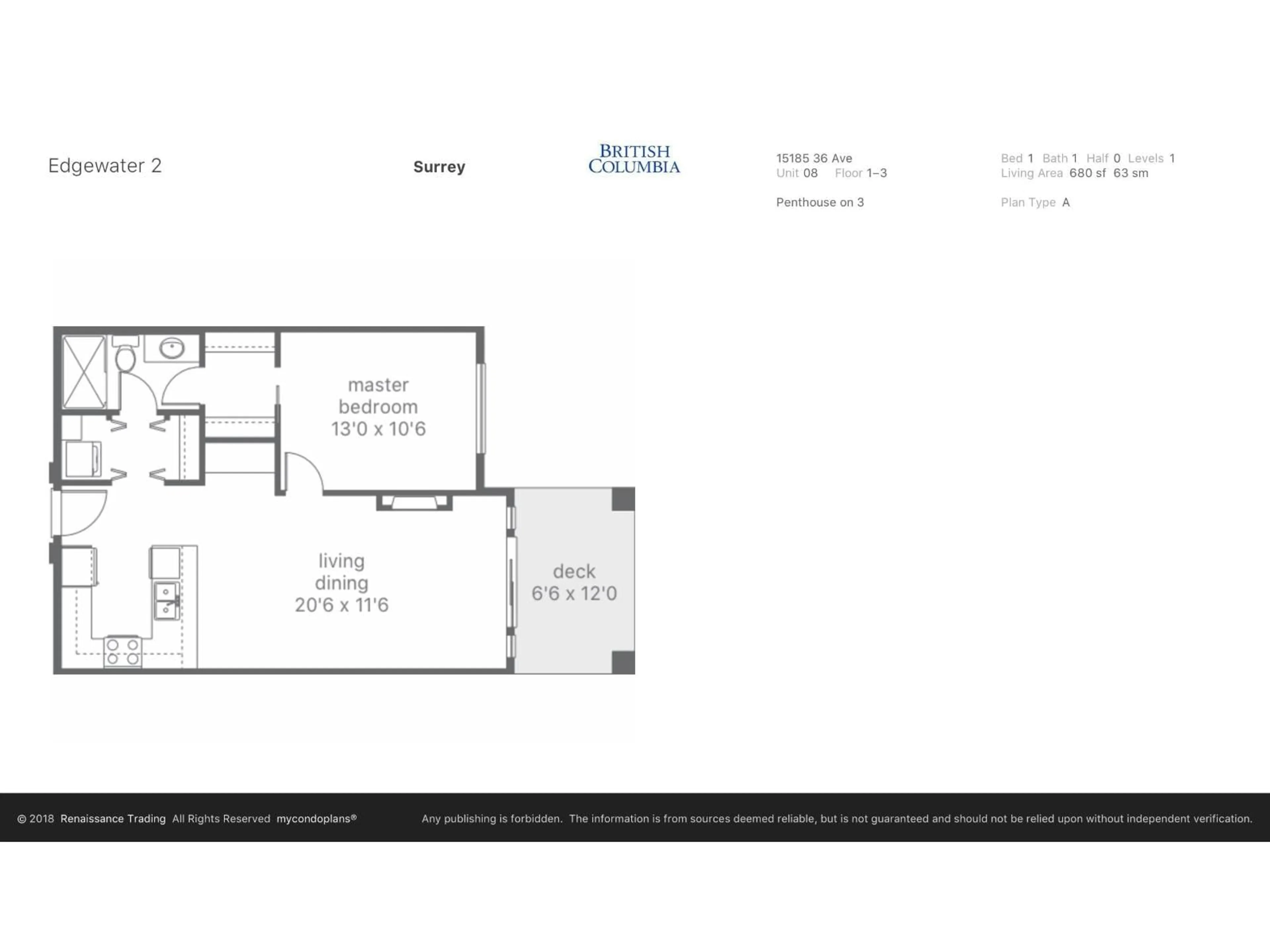 Floor plan for 308 - 15185 36, Surrey British Columbia V3S4R3
