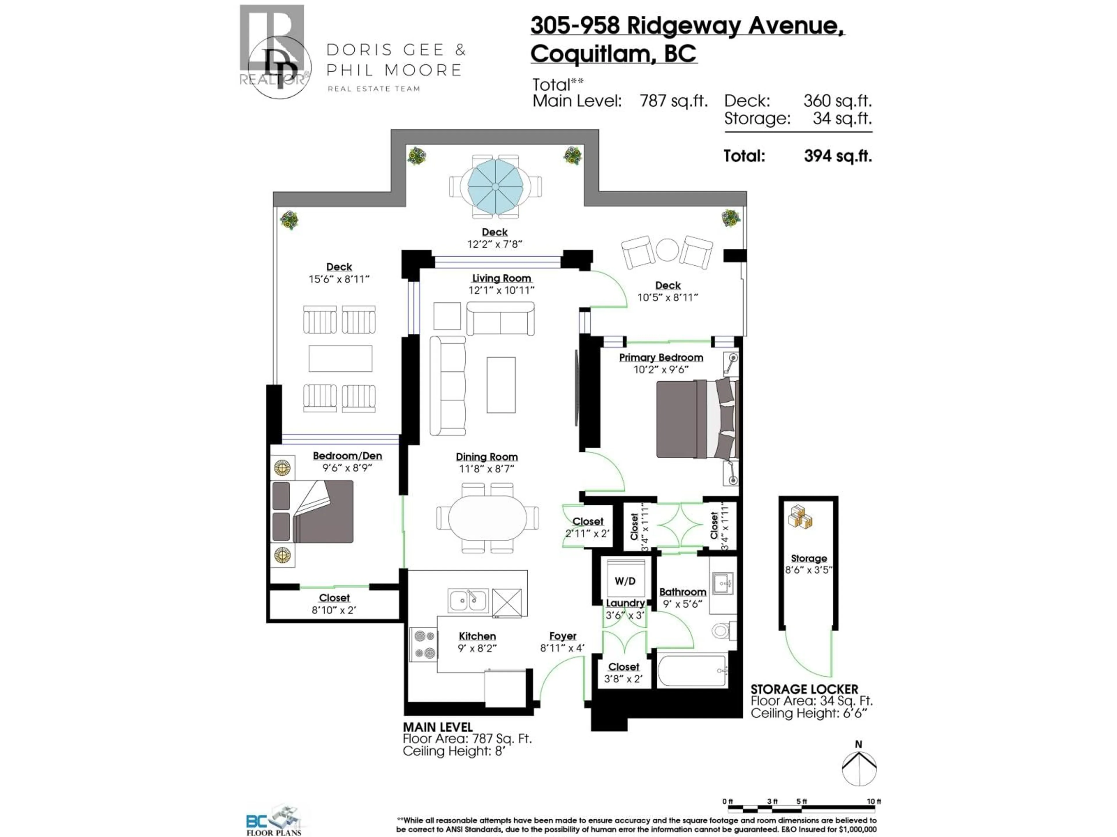 Floor plan for 305 - 958 RIDGEWAY AVENUE, Coquitlam British Columbia V3K0C5