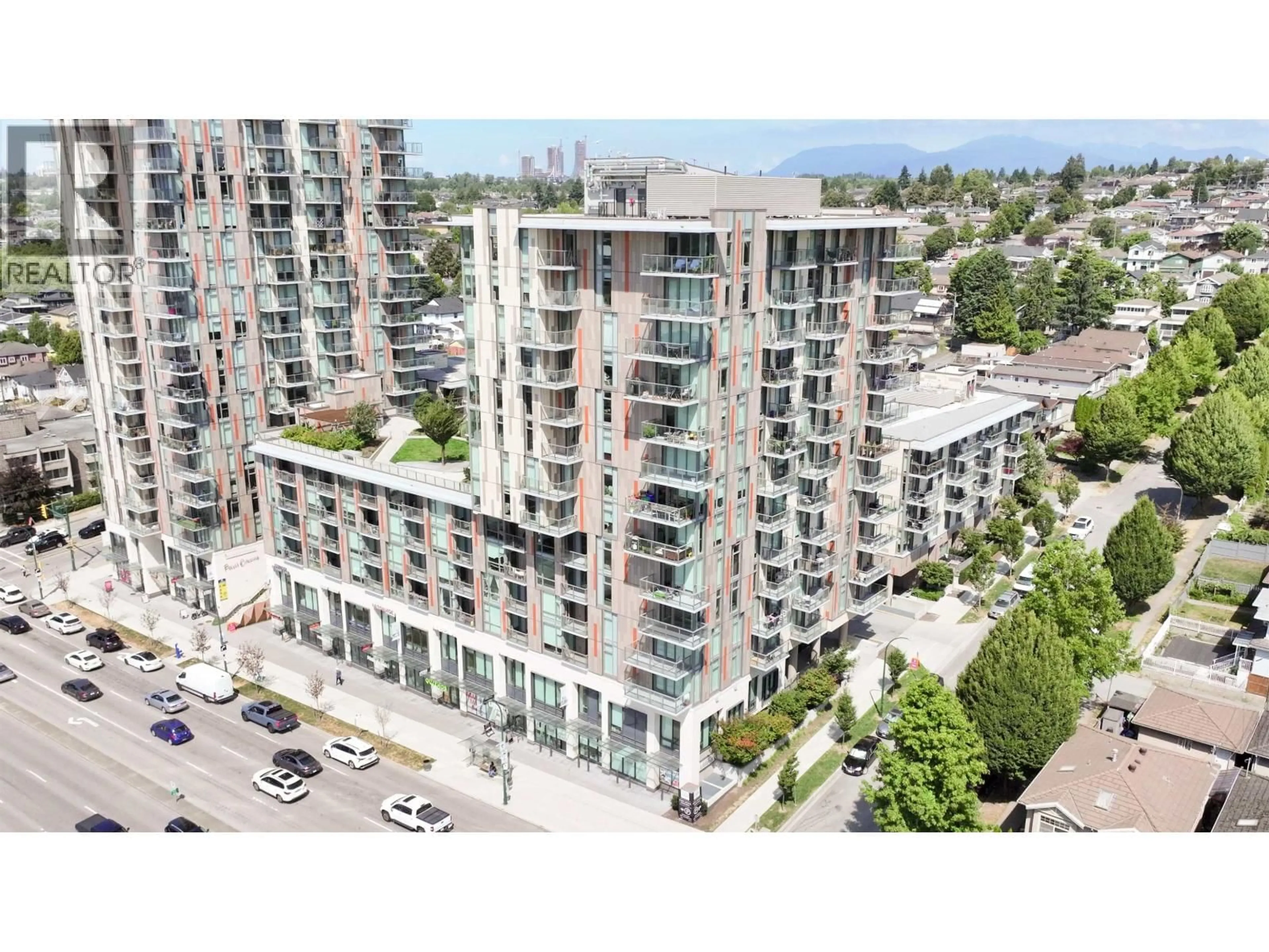 A pic from outside/outdoor area/front of a property/back of a property/a pic from drone, city buildings view from balcony for 216 - 8181 CHESTER STREET, Vancouver British Columbia V5X0J9