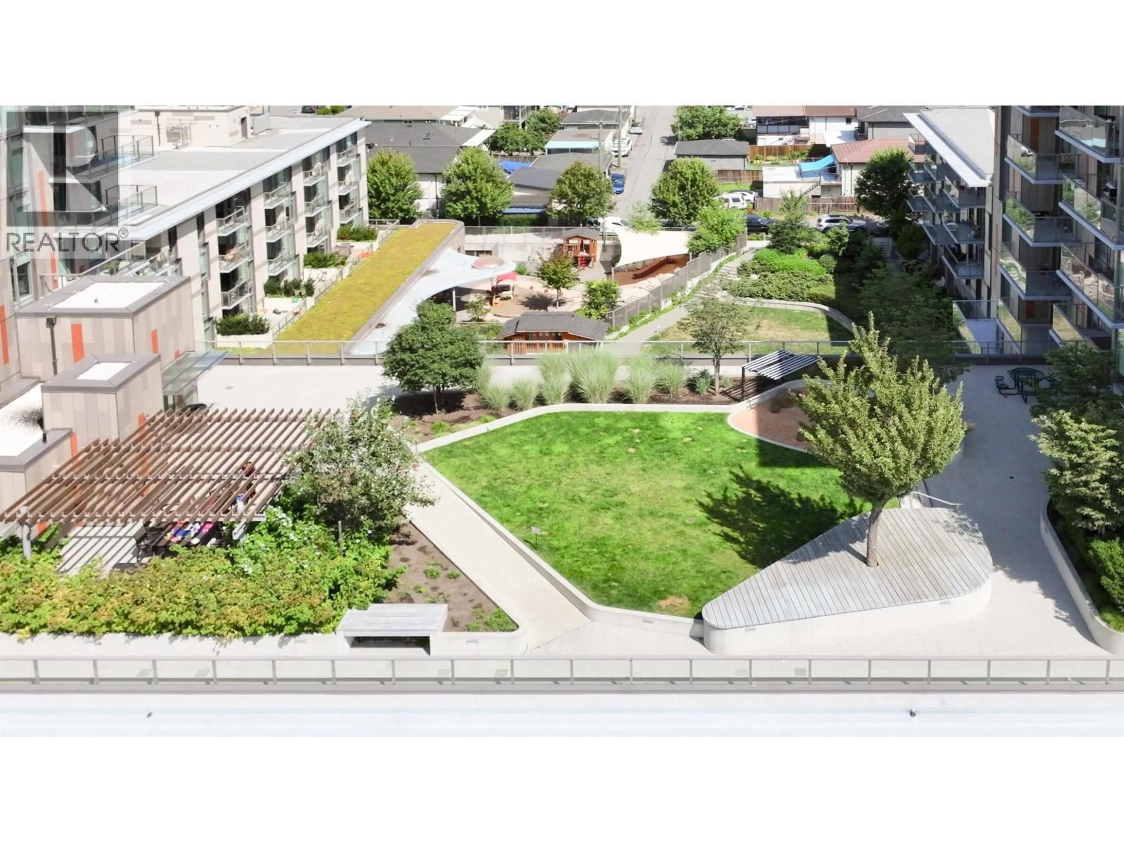 A pic from outside/outdoor area/front of a property/back of a property/a pic from drone, city buildings view from balcony for 216 - 8181 CHESTER STREET, Vancouver British Columbia V5X0J9