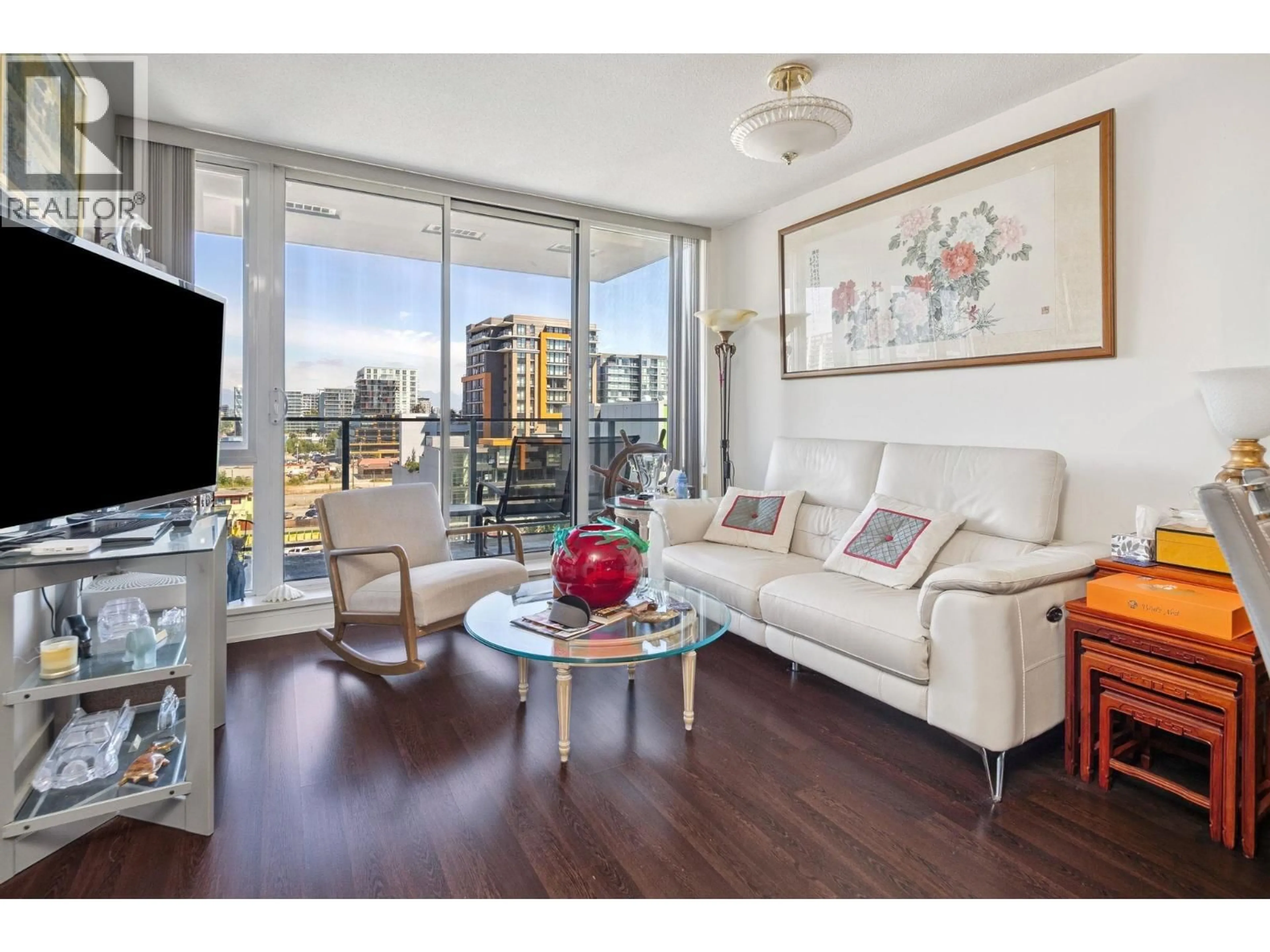 Living room with furniture, wood/laminate floor for 902 - 7080 NO.3 ROAD, Richmond British Columbia V6Y0B5