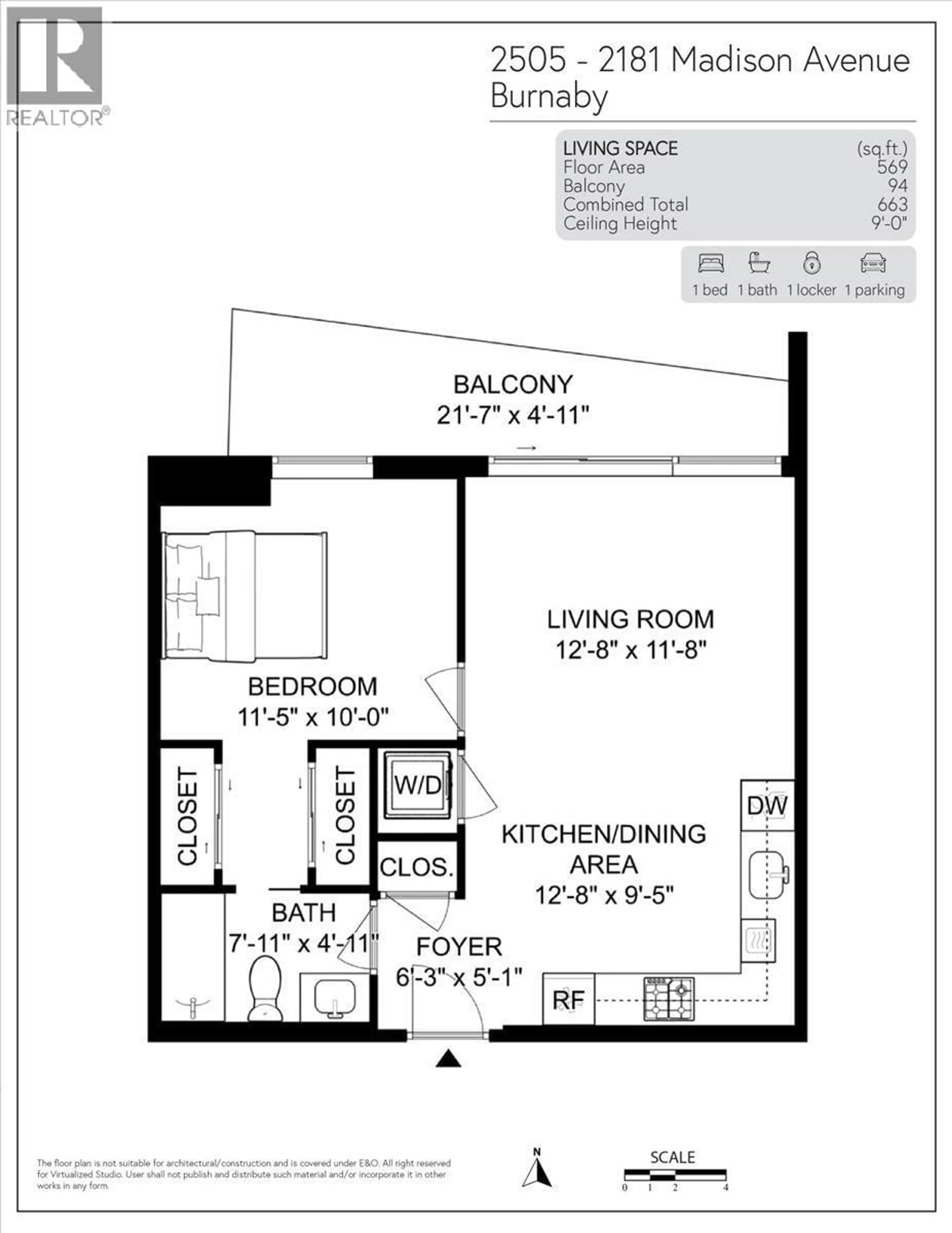 Floor plan for 2505 - 2181 MADISON AVENUE, Burnaby British Columbia V5C0N4