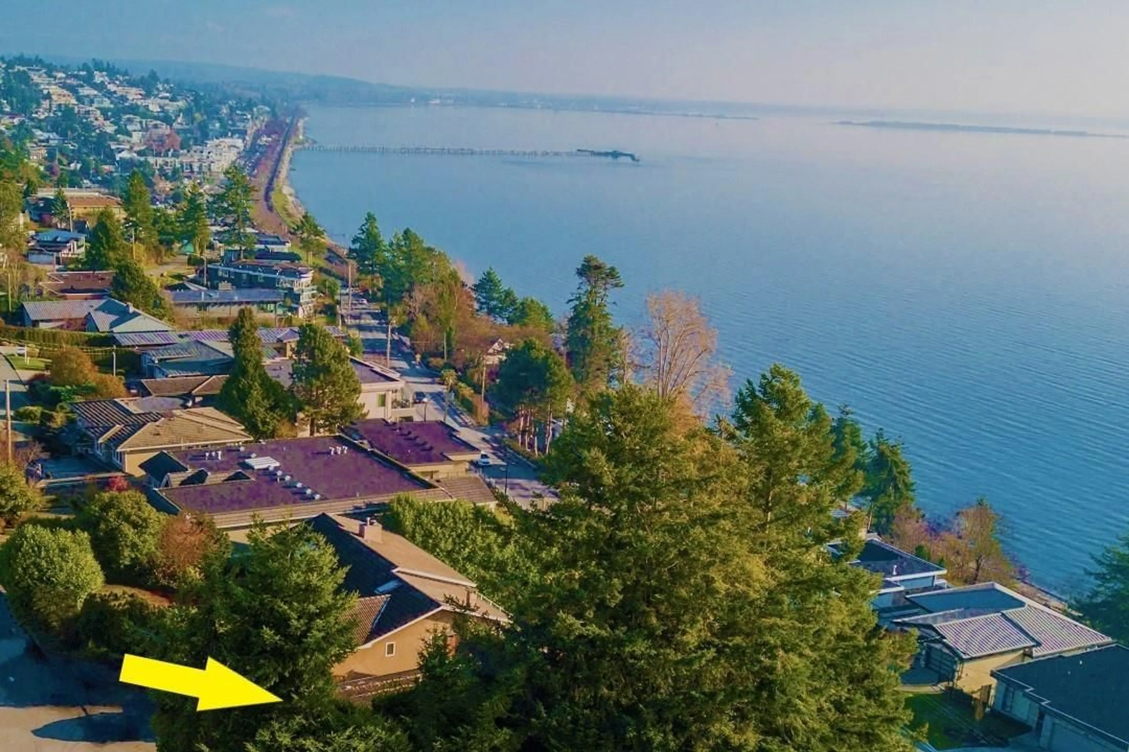 A pic from outside/outdoor area/front of a property/back of a property/a pic from drone, water/lake/river/ocean view for 14310 SUNSET, White Rock British Columbia V4B2V5