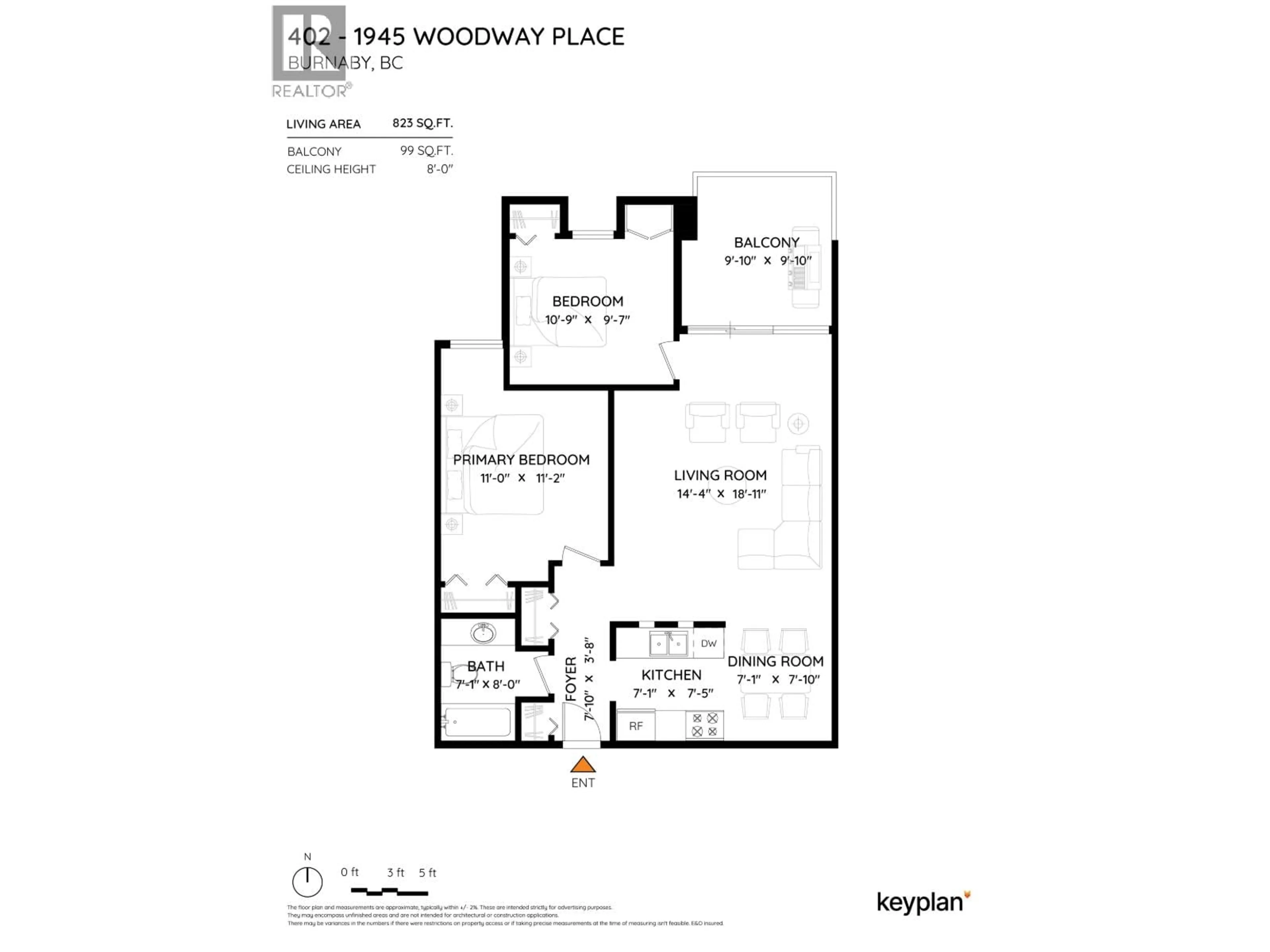 Floor plan for 402 - 1945 WOODWAY PLACE, Burnaby British Columbia V5B4S4