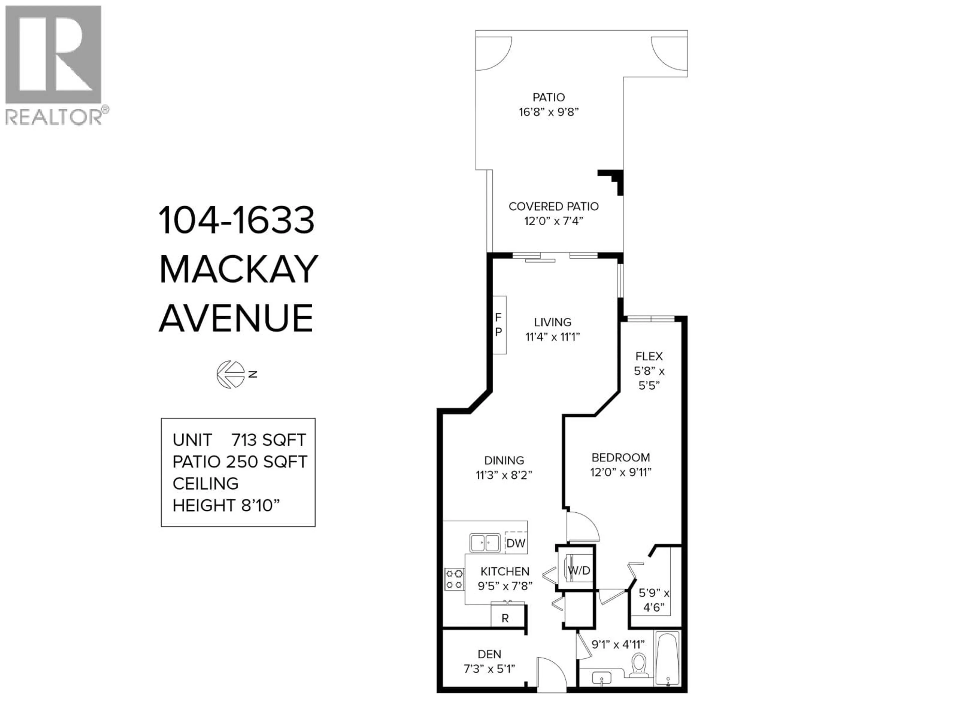 Floor plan for 104 - 1633 MACKAY AVENUE, North Vancouver British Columbia V7P0A2