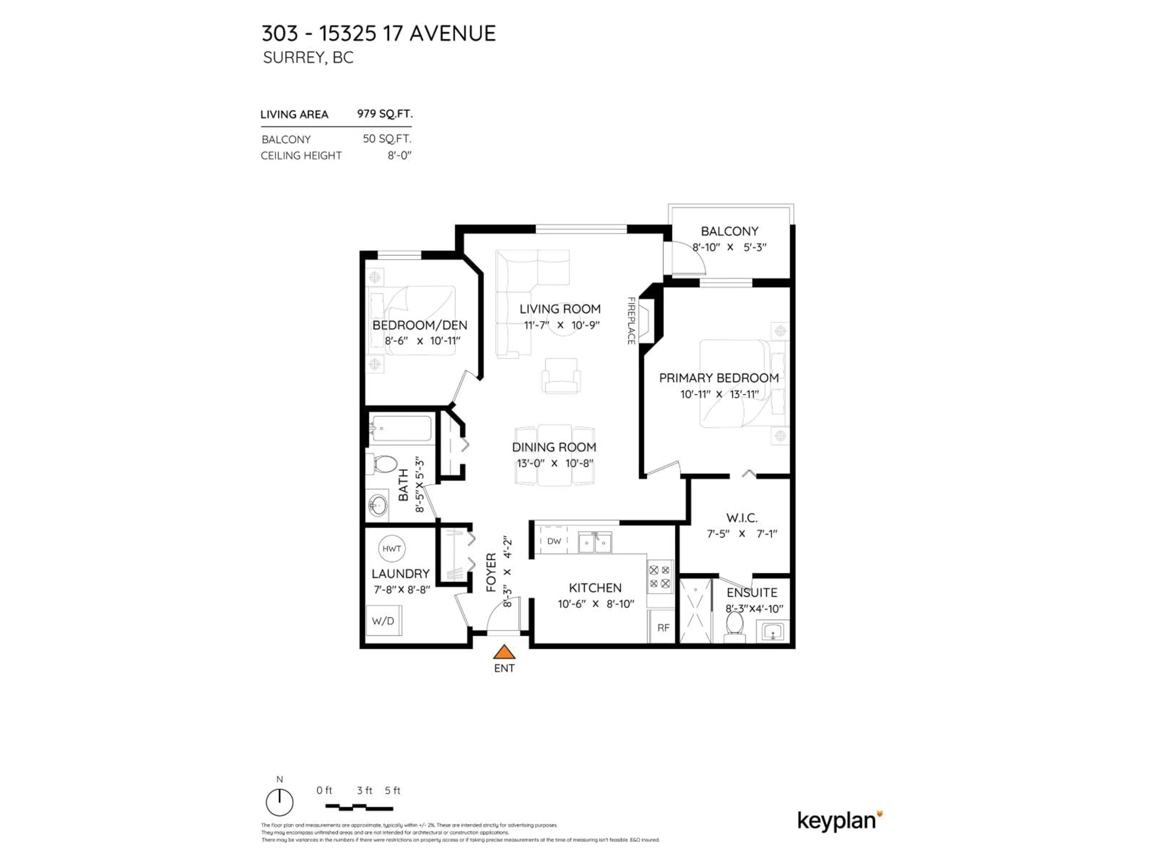 Floor plan for 303 - 15325 17, Surrey British Columbia V4A1T8