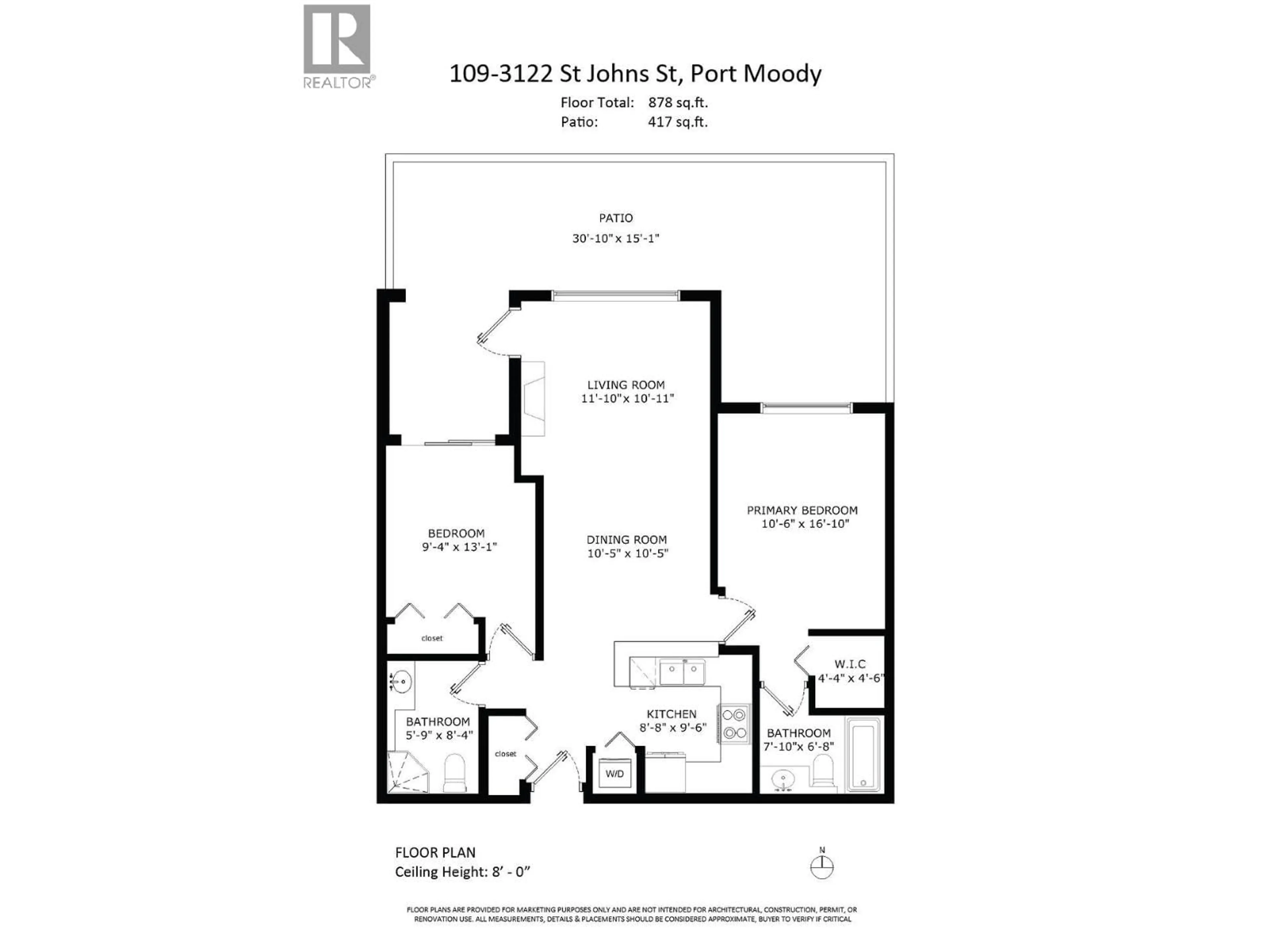 Floor plan for 109 - 3122 ST JOHNS STREET, Port Moody British Columbia V3H5C8