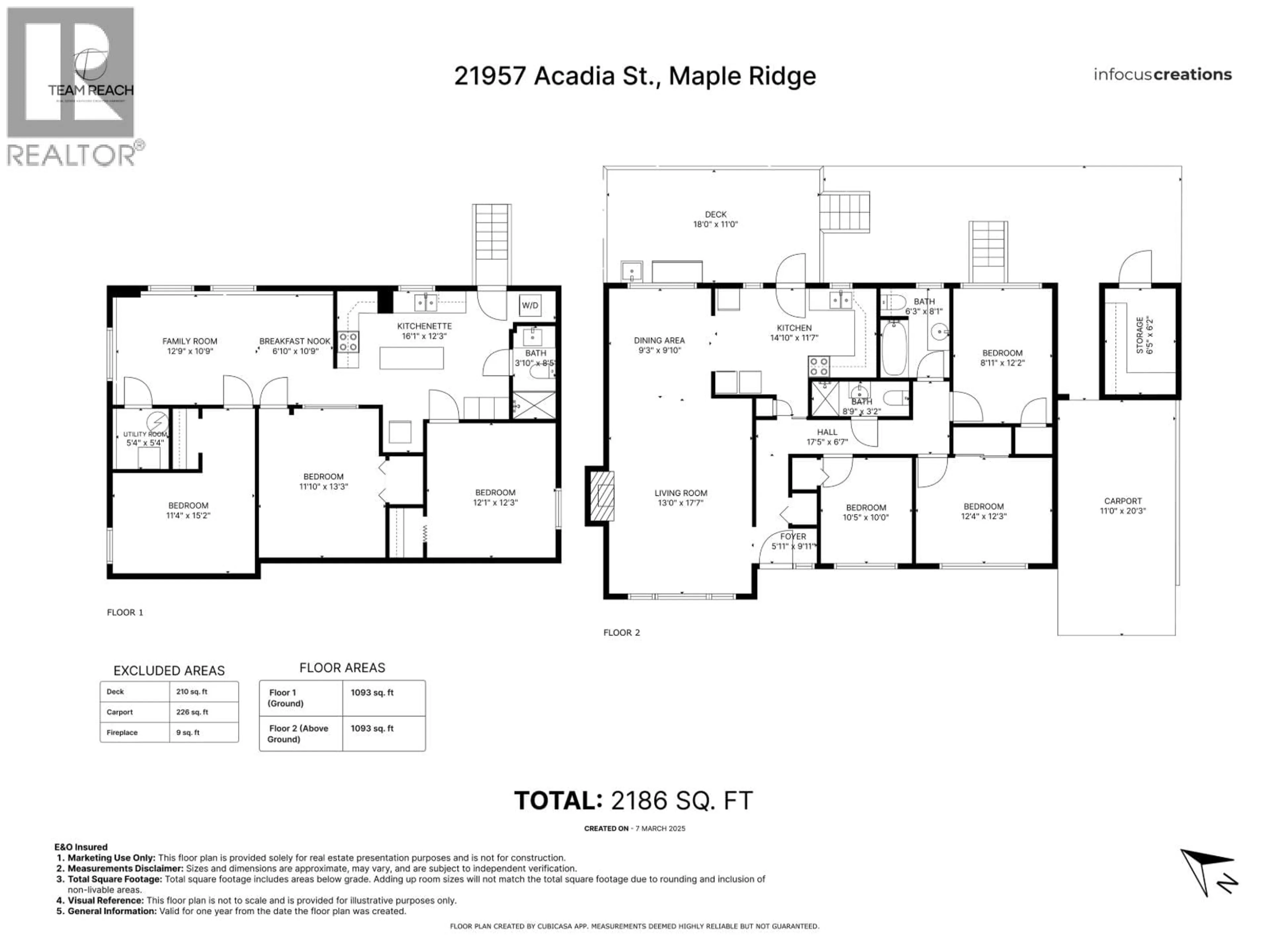 Floor plan for 21957 ACADIA STREET, Maple Ridge British Columbia V2X3B7