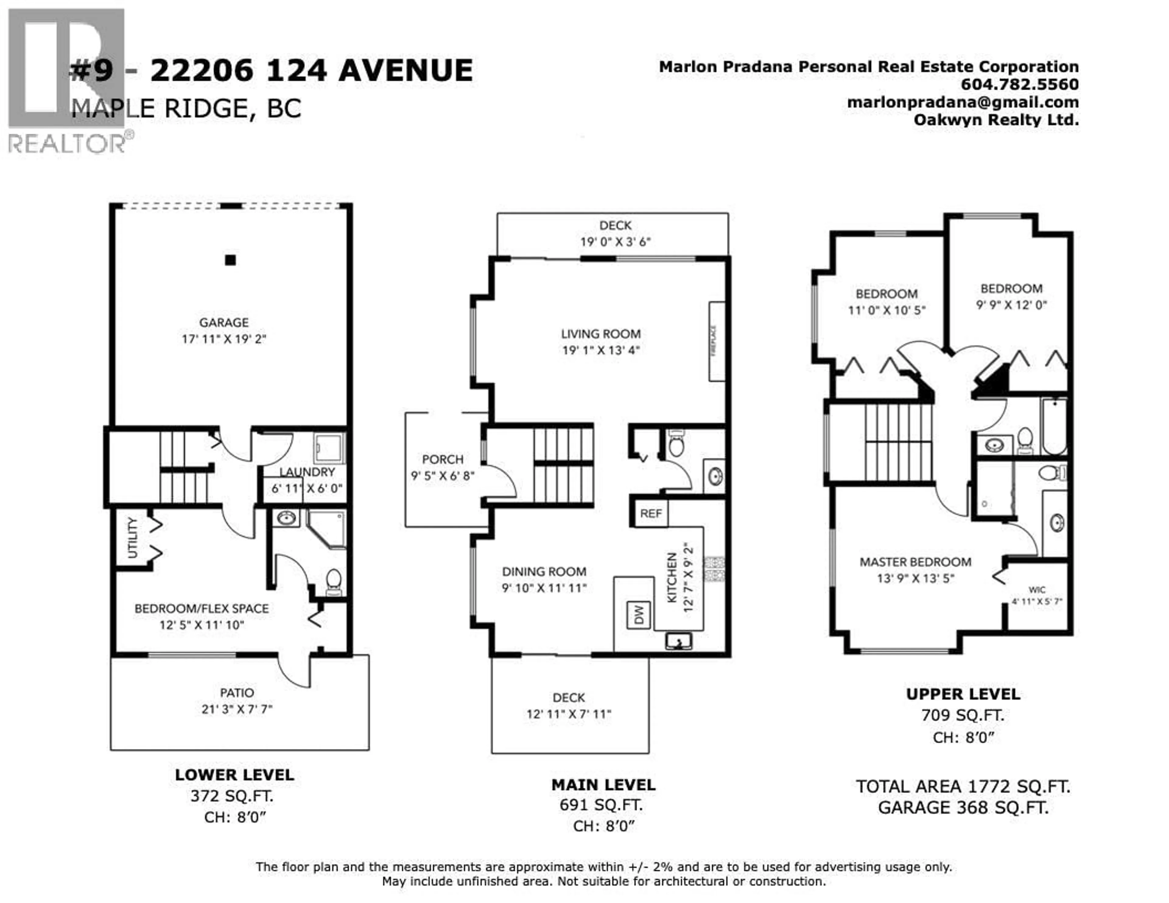 Floor plan for 9 - 22206 124 AVENUE, Maple Ridge British Columbia V2X8X1