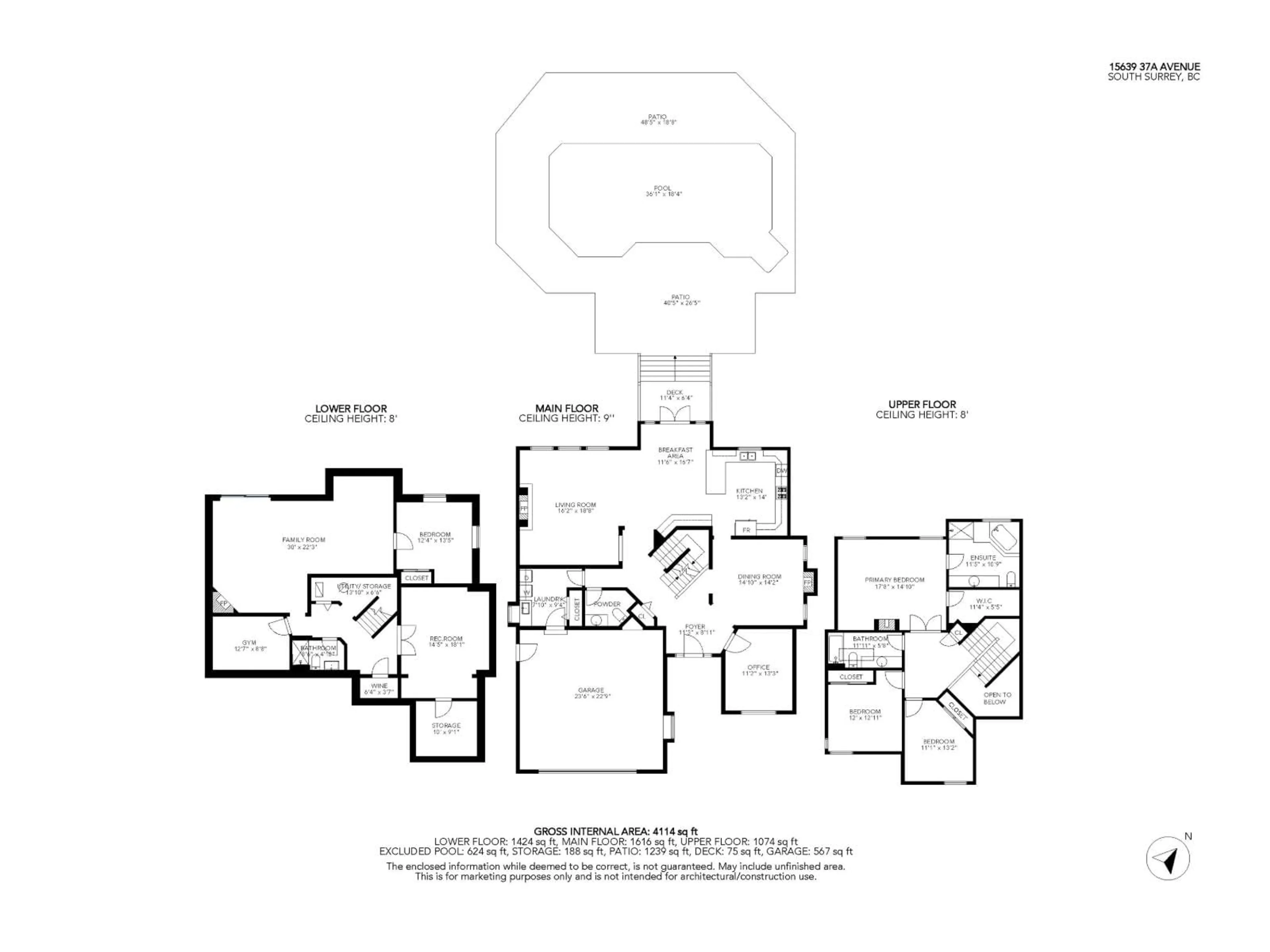 Floor plan for 15639 37A, Surrey British Columbia V3S0H7