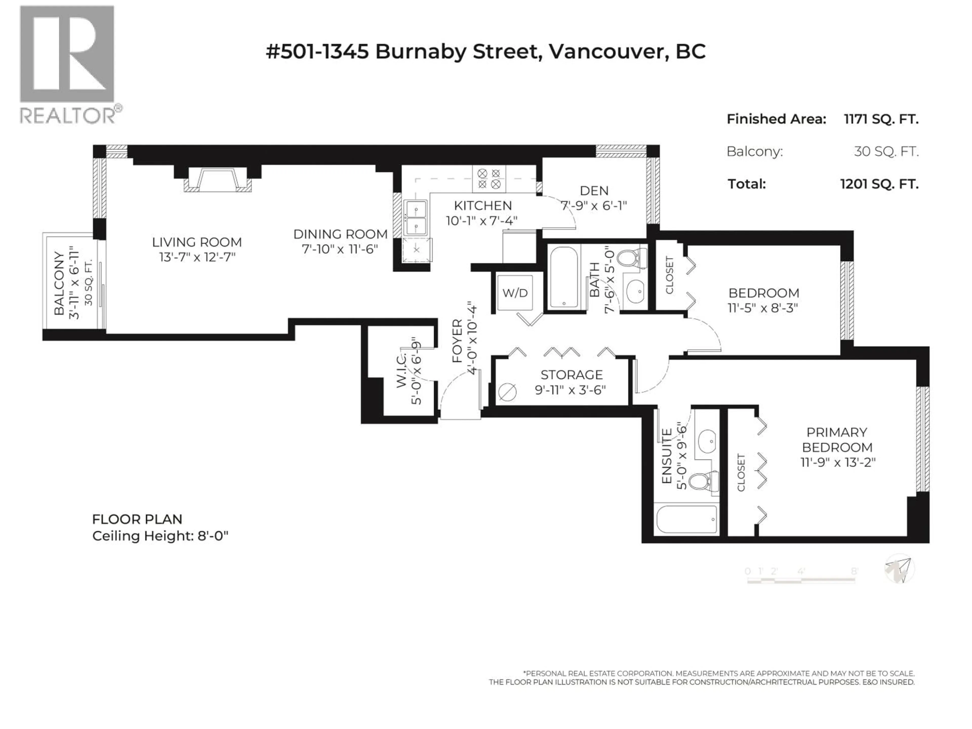 Floor plan for 501 - 1345 BURNABY STREET, Vancouver British Columbia V6E1R2