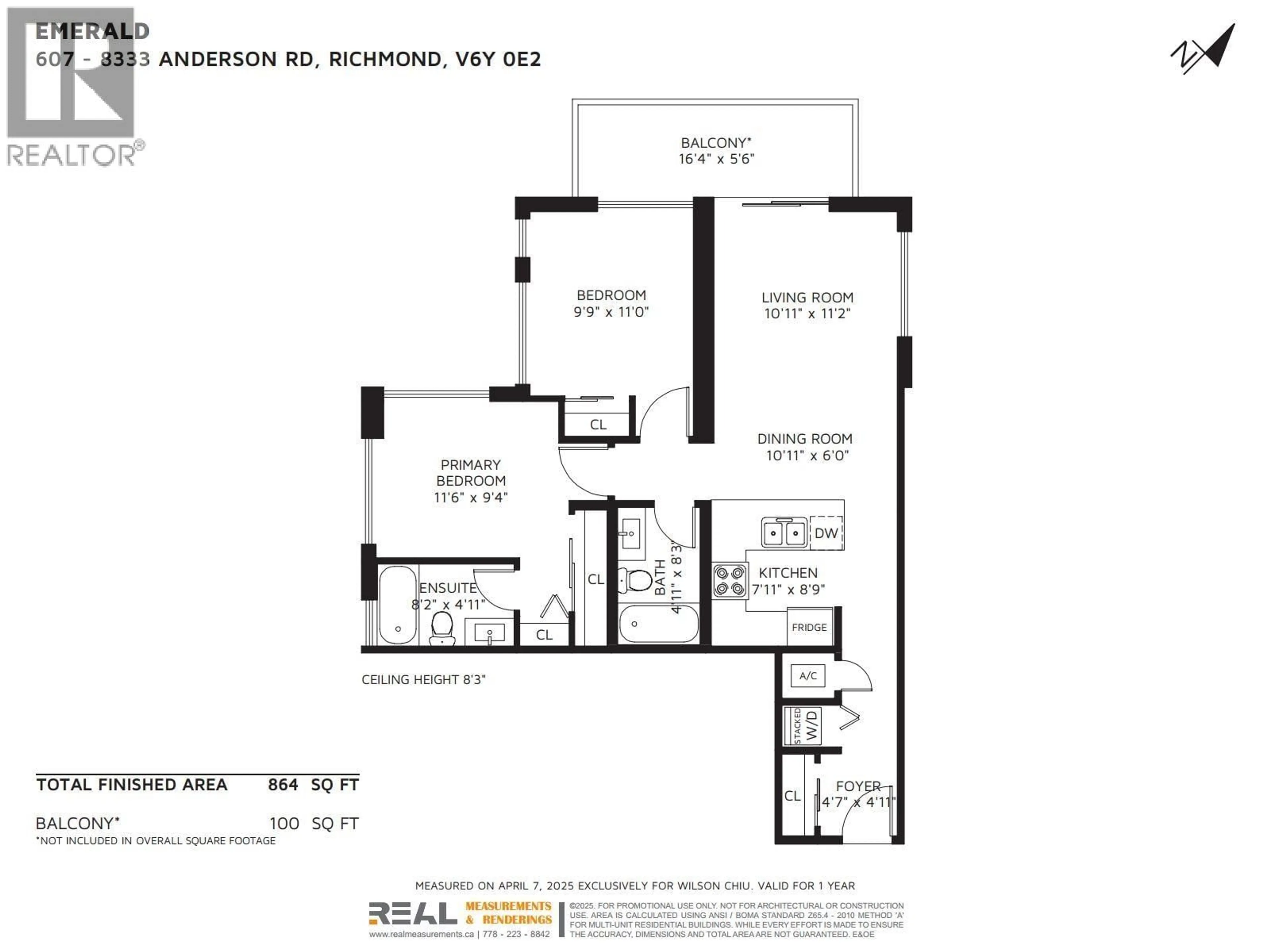Floor plan for 607 - 8333 ANDERSON ROAD, Richmond British Columbia V6Y0E2